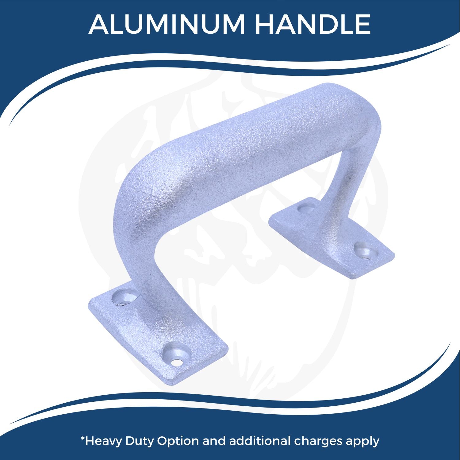 Aluminum handle product image with mounting holes, heavy-duty option for secure gripping and installation.