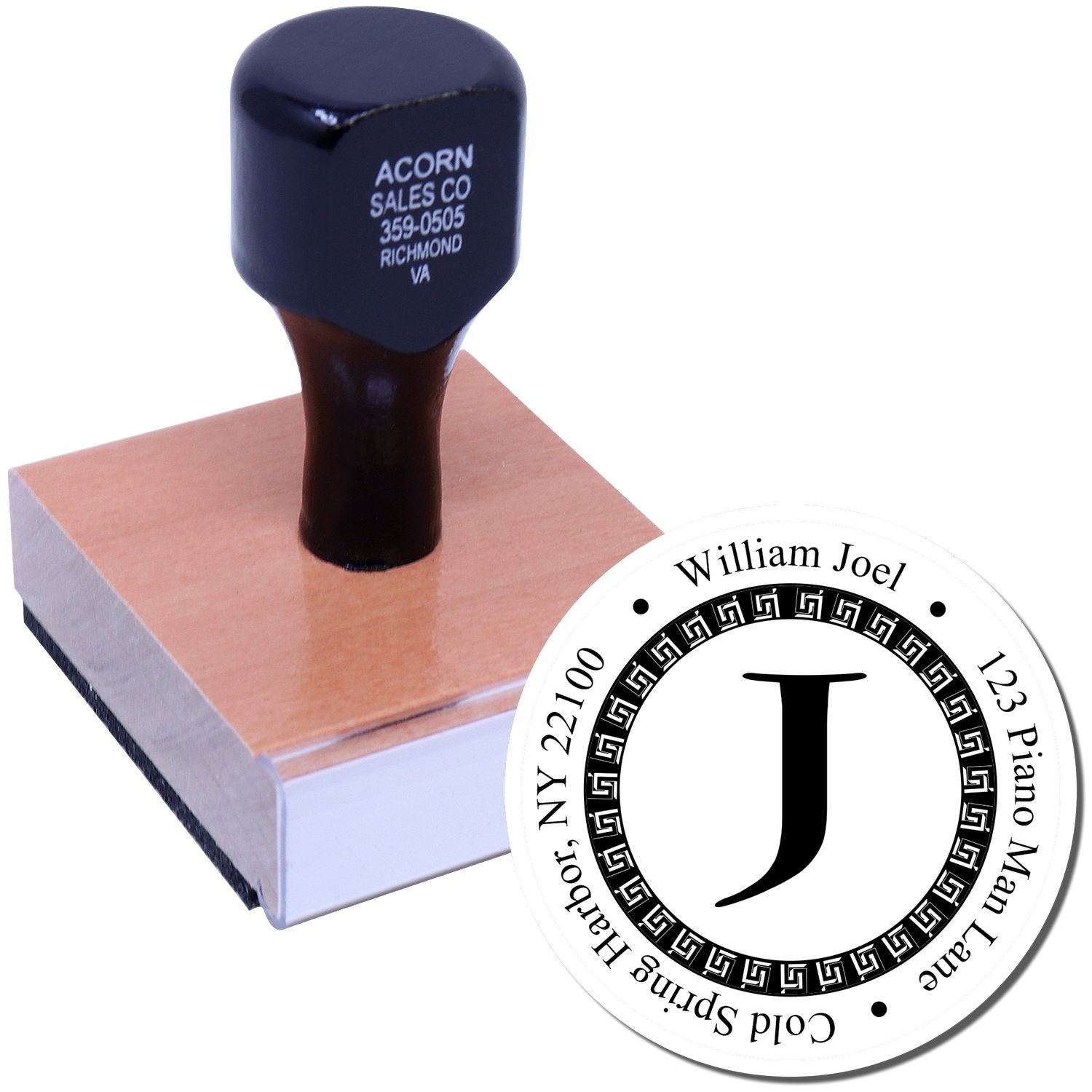 Custom rubber stamp with personalized monogram address seal for business or wedding stationery