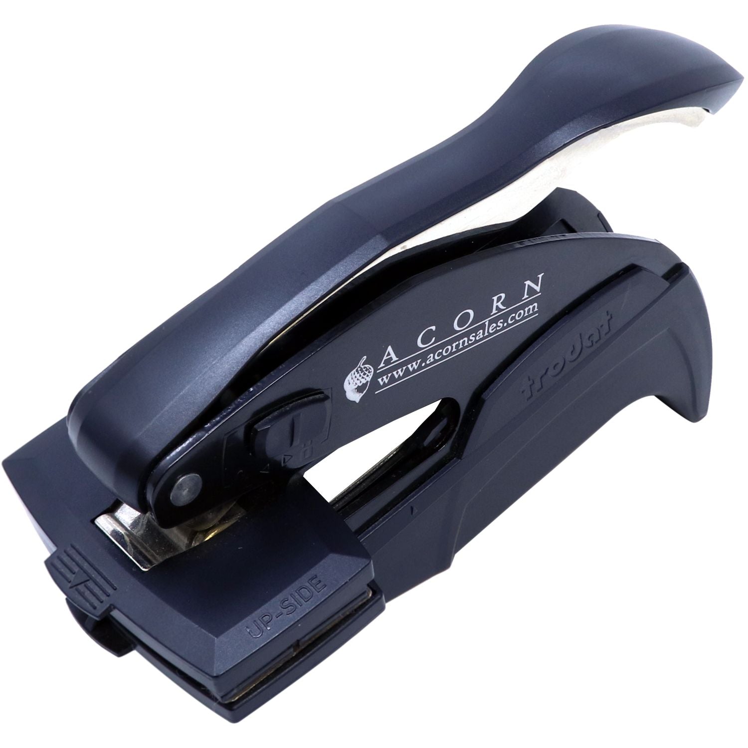 Black Acorn heavy-duty office stapler on white background