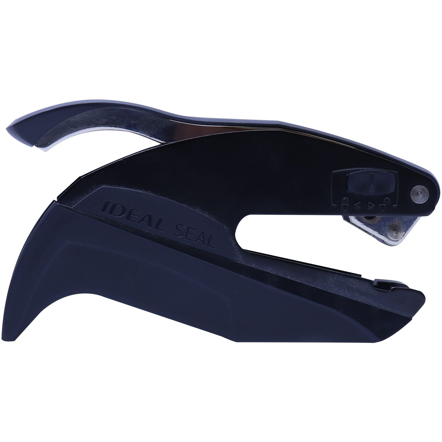 Black Ideal Seal tamper-evident security sealing tool with ergonomic handle, isolated on white background