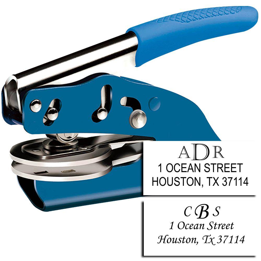Blue Handheld Soft Address-Monogram Combo Embosser Main Image