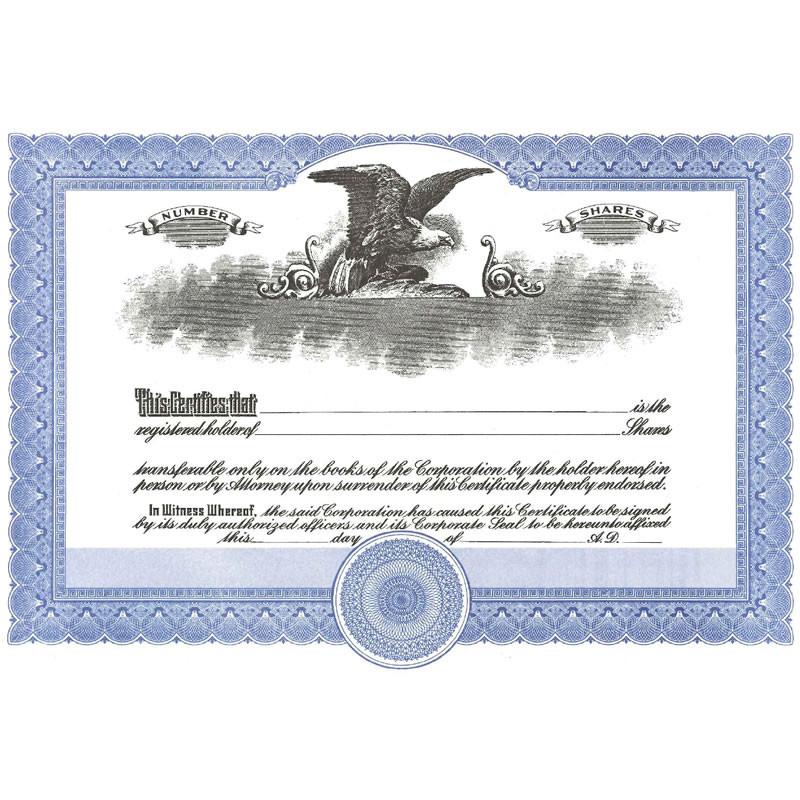 Short Form Blue Stock Certificate Main Picture