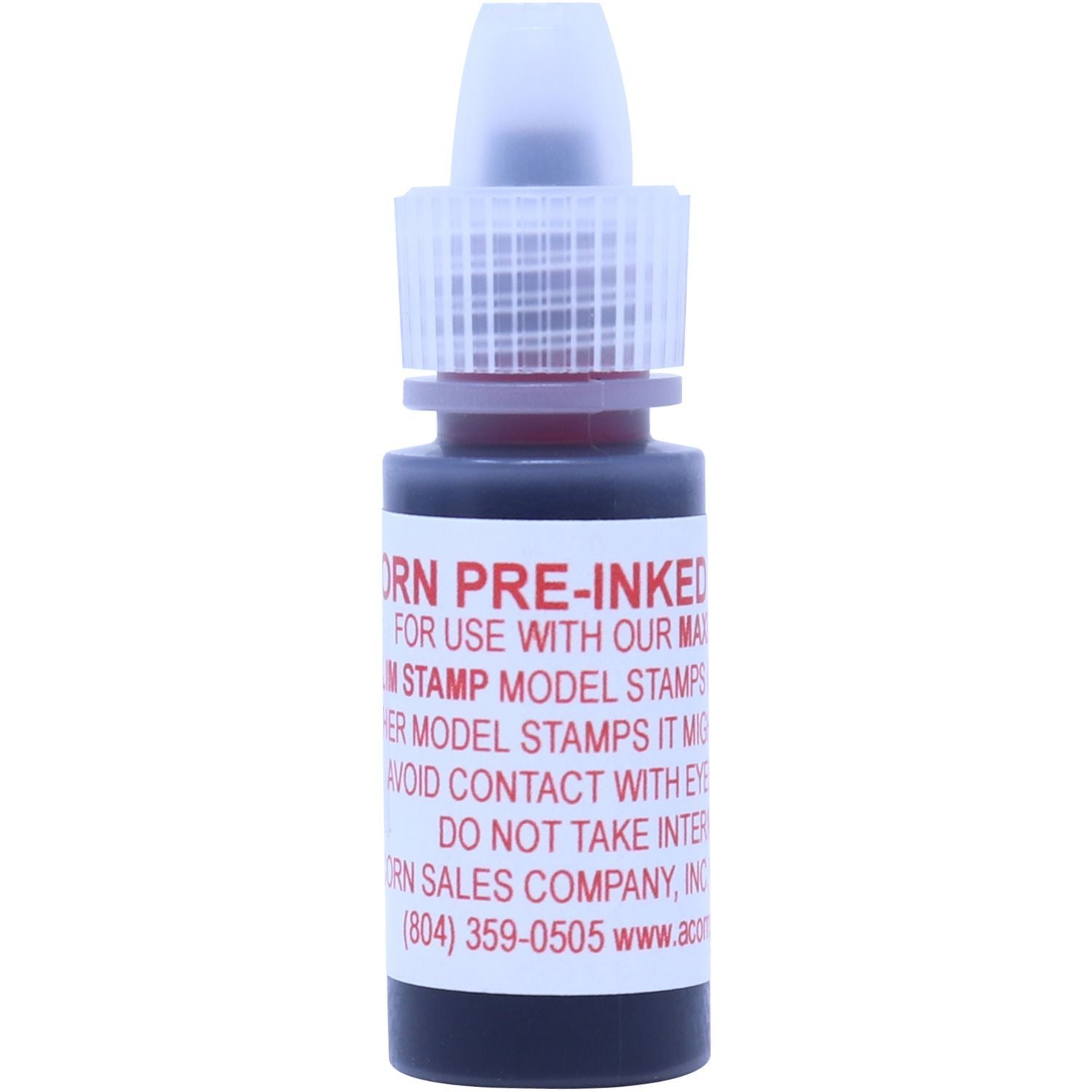 Pre-inked stamp ink bottle with cap for self-inking and pre-inked stamps, black ink refill supply