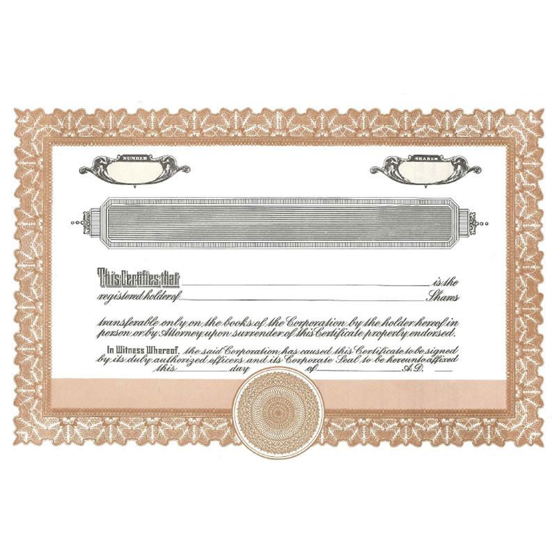 Short Form Brown Stock Certificate Main Picture