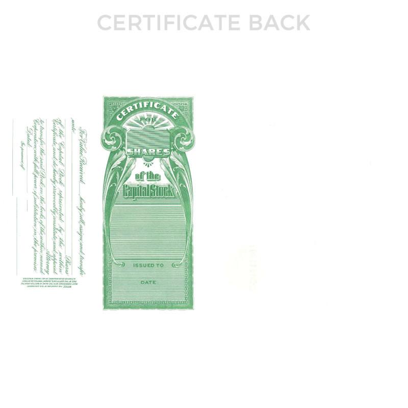 Goes 214 Stock Certificate Back Side