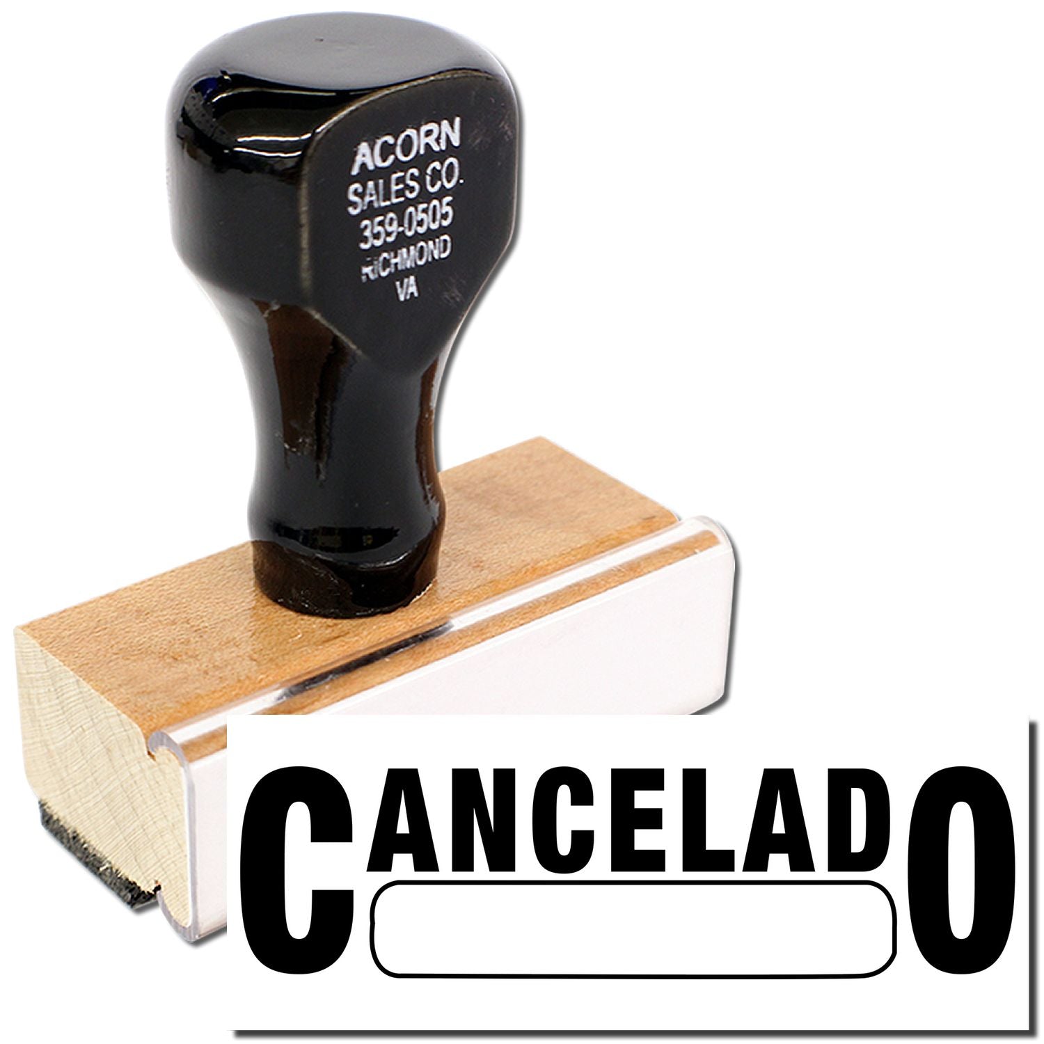 Acorn Sales Co. 359-0505 Richmond replacement part shown on wood block with CANCELADO product ID label.