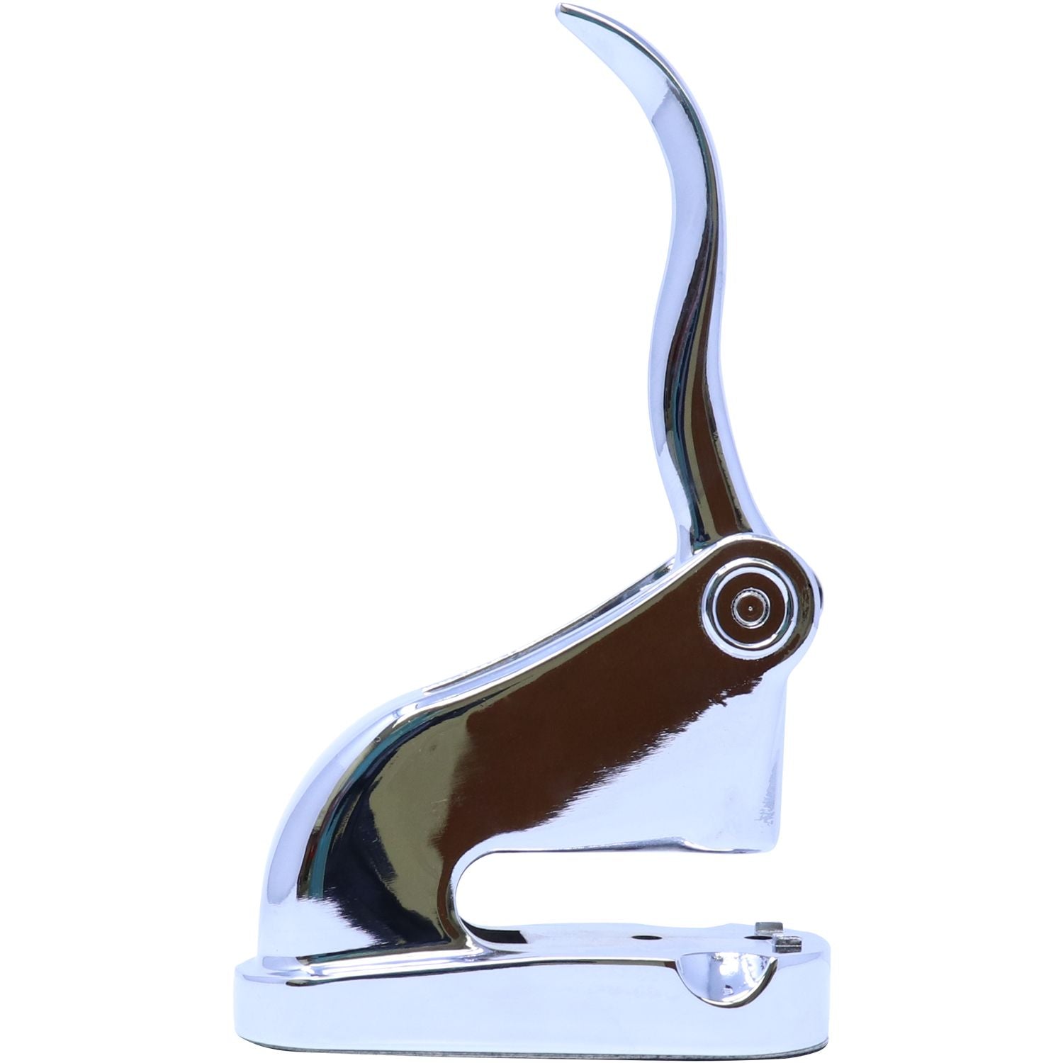 Chrome elephant-shaped bottle opener with polished metal finish and elegant trunk design