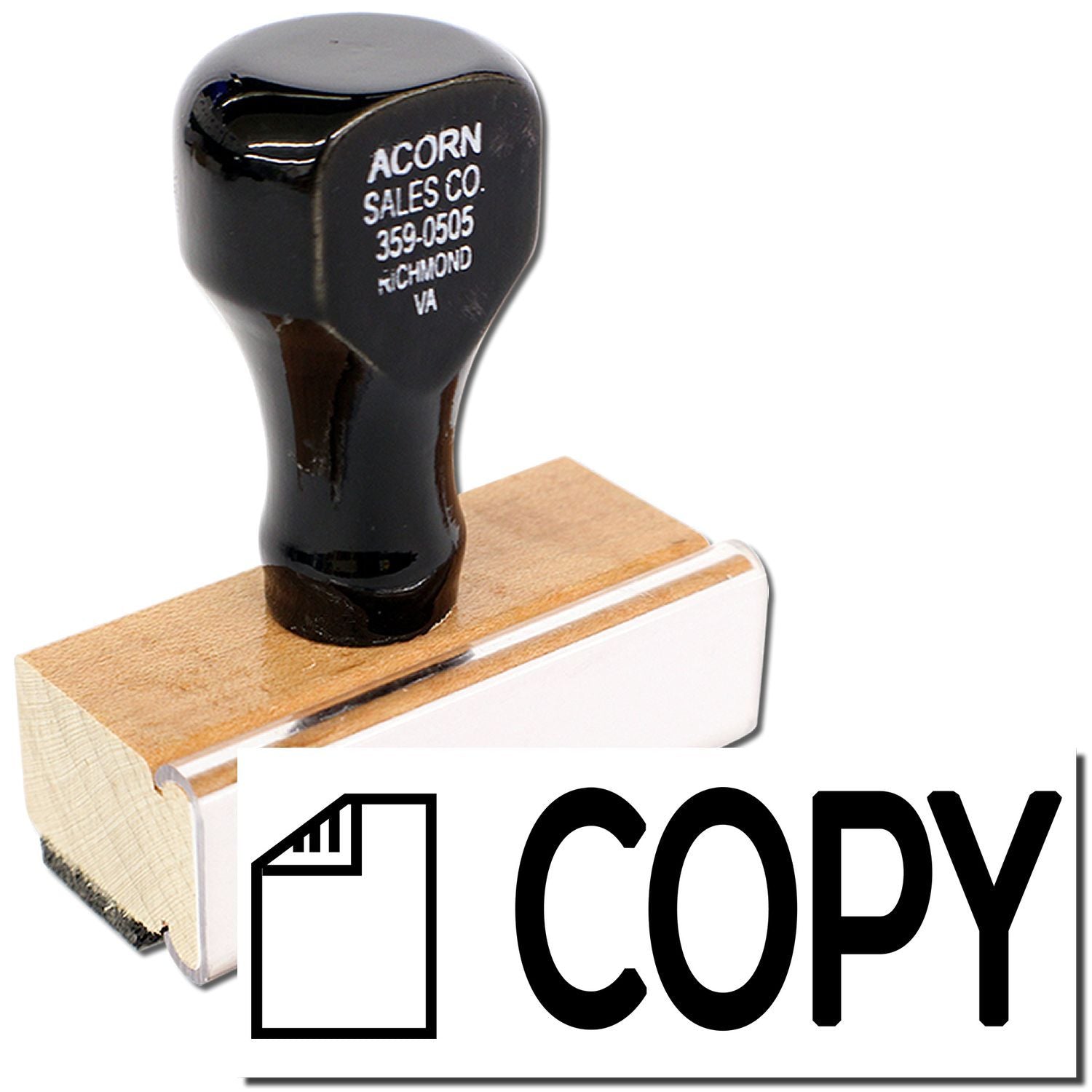 Acorn Sales Co. vintage black novelty horn on wooden block product photo for automotive horn sales in Richmond, Virginia Acorn.