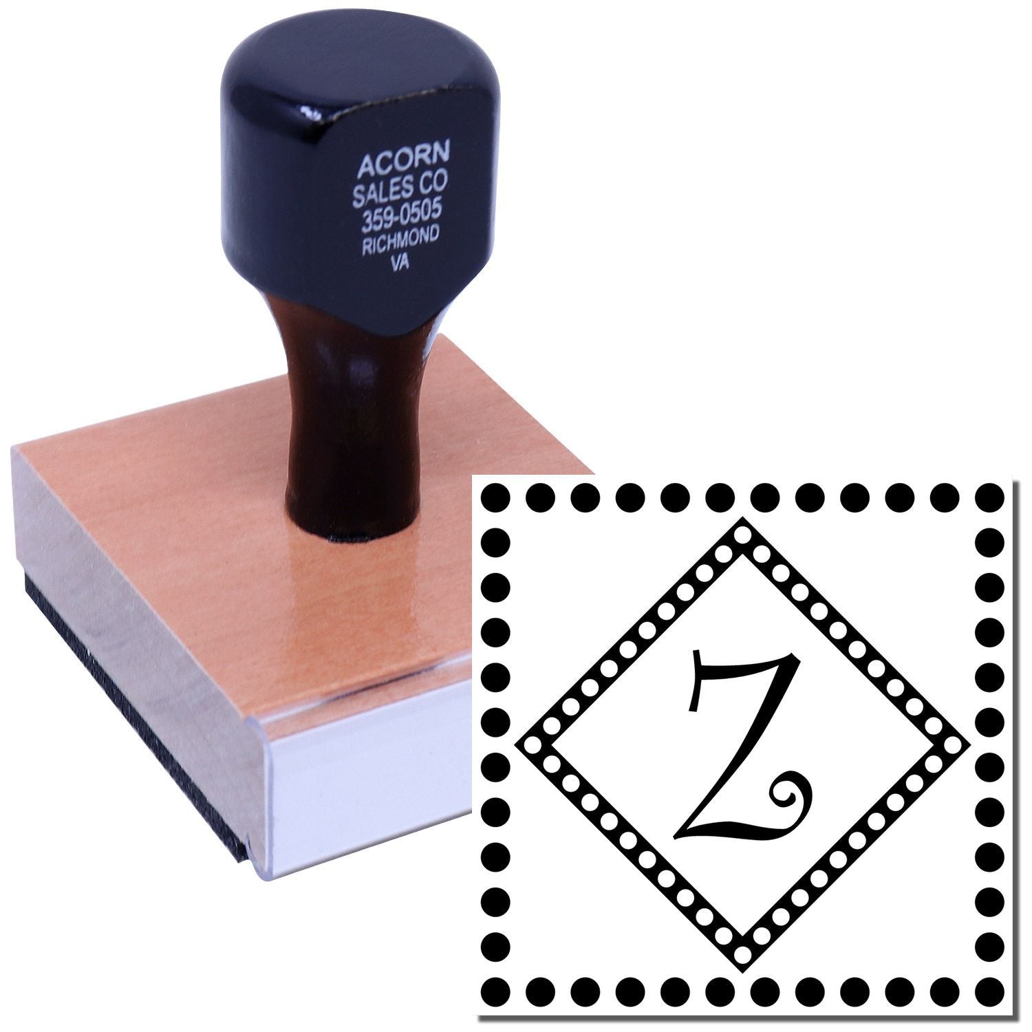 Custom number 72 rubber stamp with decorative border for office, packaging, and inventory labeling.