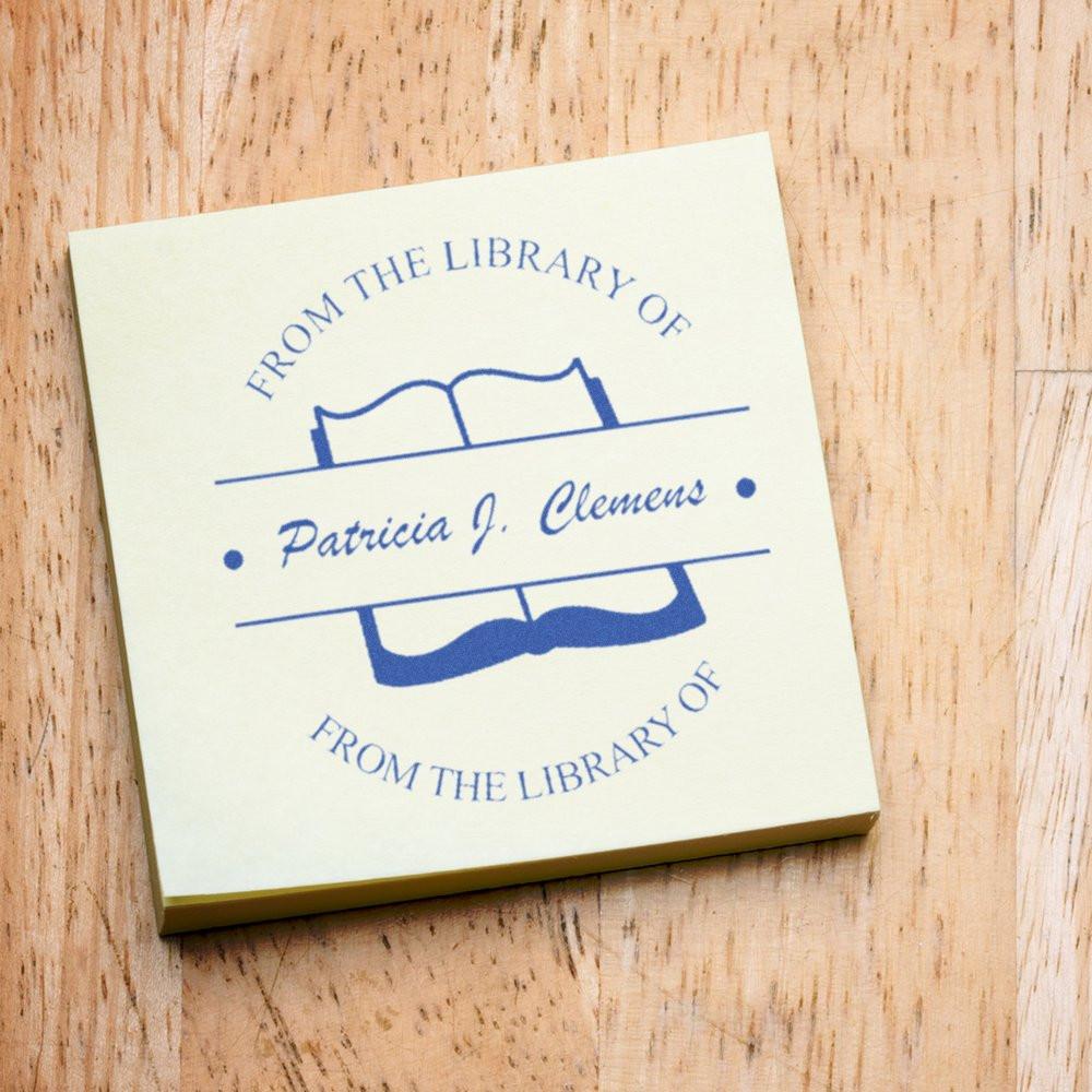 Custom rubber stamp for books with From the Library of Patricia J. Clemens personalized bookplate design.