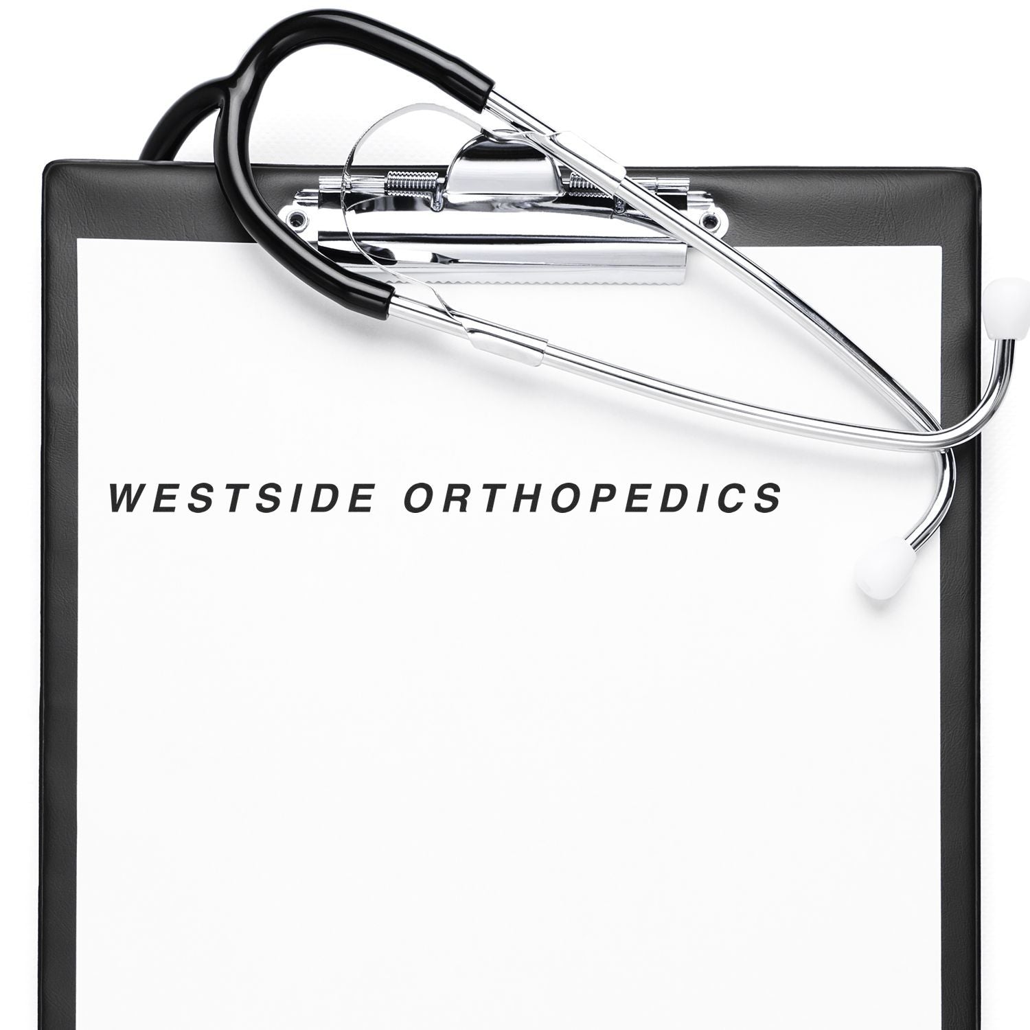 Westside Orthopedics medical stethoscope on clipboard, representing orthopedic diagnosis and patient care services