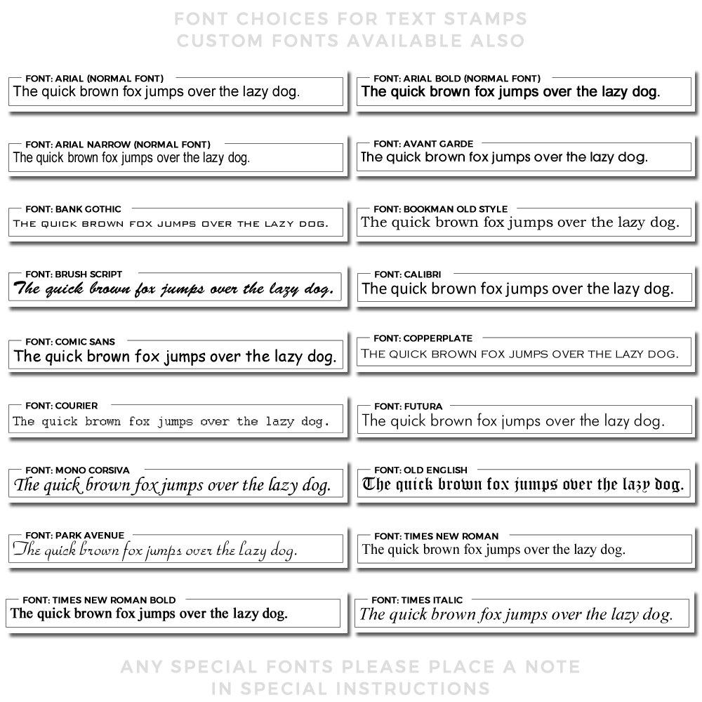 Font Choices for N13 Custom Xstamper 9/16 x 2