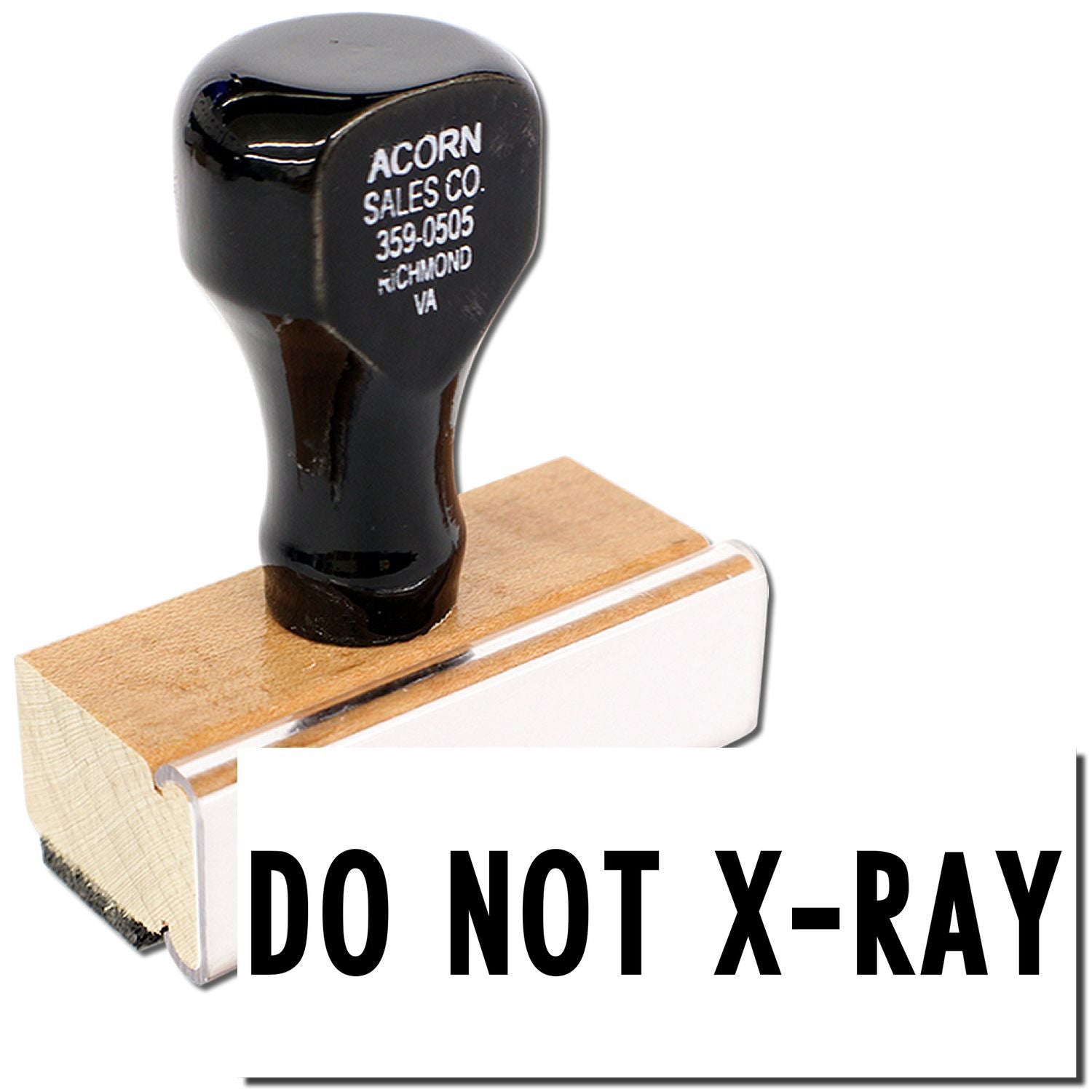 Acorn Sales Co. part marked DO NOT X-RAY, warning to prevent x-ray imaging for safe handling of medical equipment.