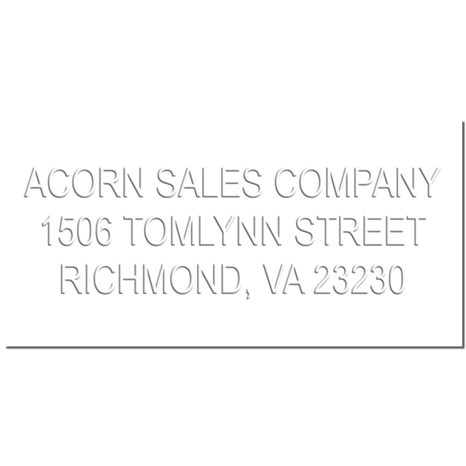 Acorn Sales Company address card with Richmond, VA 23230 office location at 1506 Tomlynn Street.