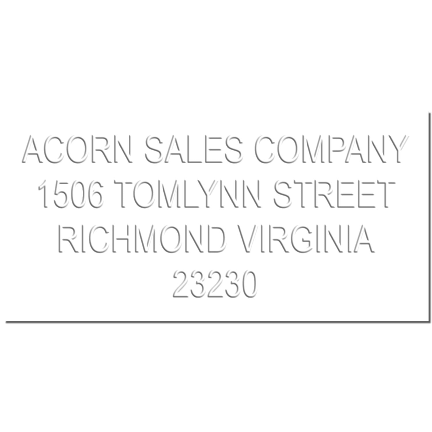 Acorn Sales Company business sign with address 1506 Tomlynn Street, Richmond, Virginia 23230.
