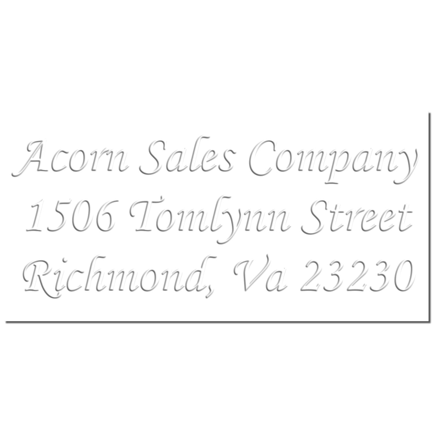 Acorn Sales Company business card with address 1506 Tomlynn Street, Richmond, VA 23230.