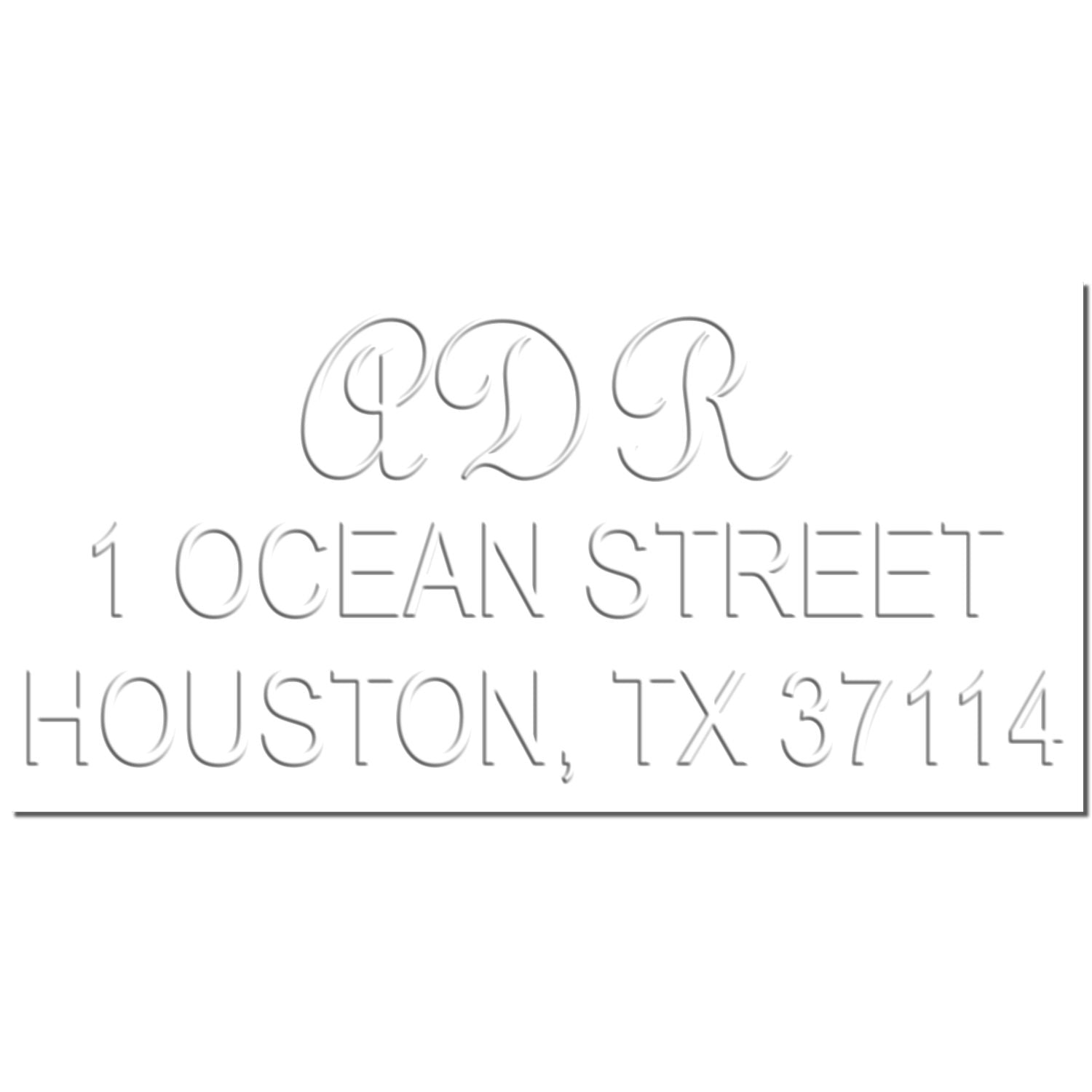 Cast Iron Address-Monogram Combo Embosser Enlarged Sample