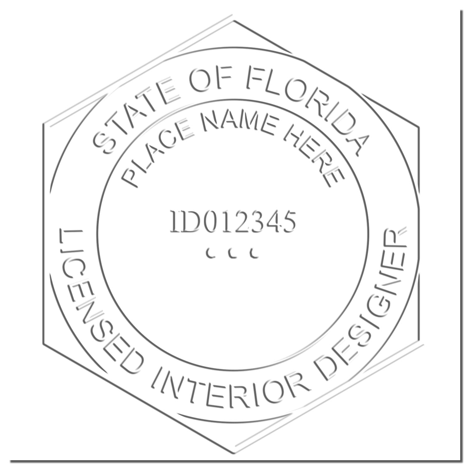 Minimalist circular logo template for state of Florida interior designer with custom name and ID placeholders.