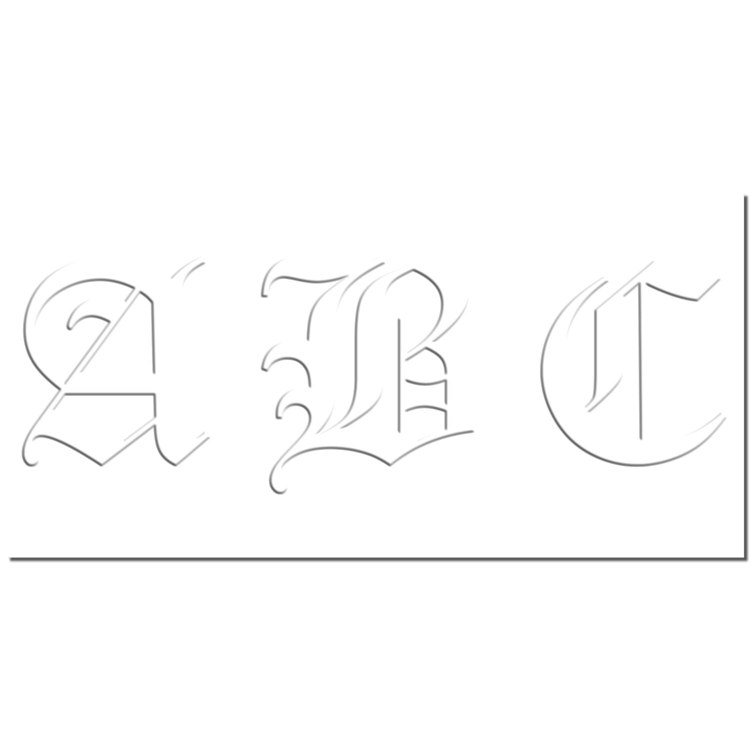 Decorative calligraphy alphabet letters A, B, and C in elegant black outline on a white background