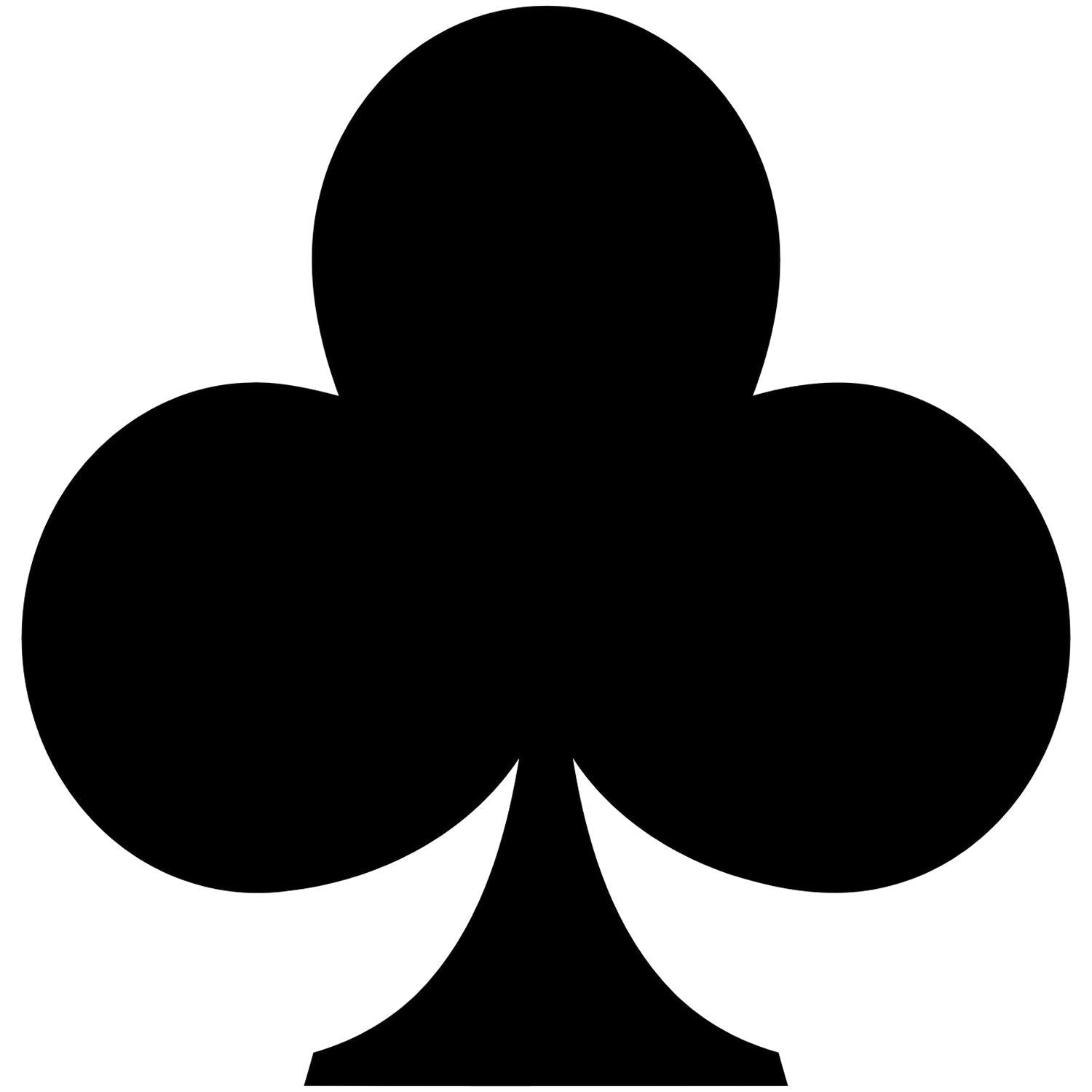 Black club playing card suit symbol isolated on white background.