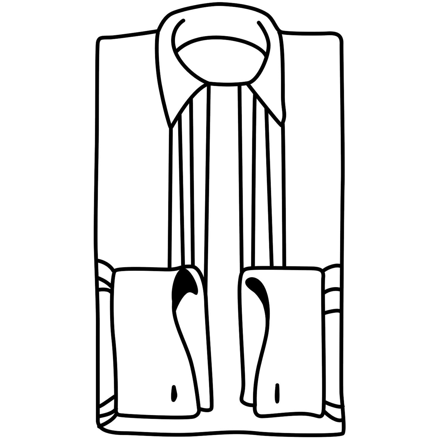Black and white line art of a long-sleeve shirt with front pockets, isolated on white background.