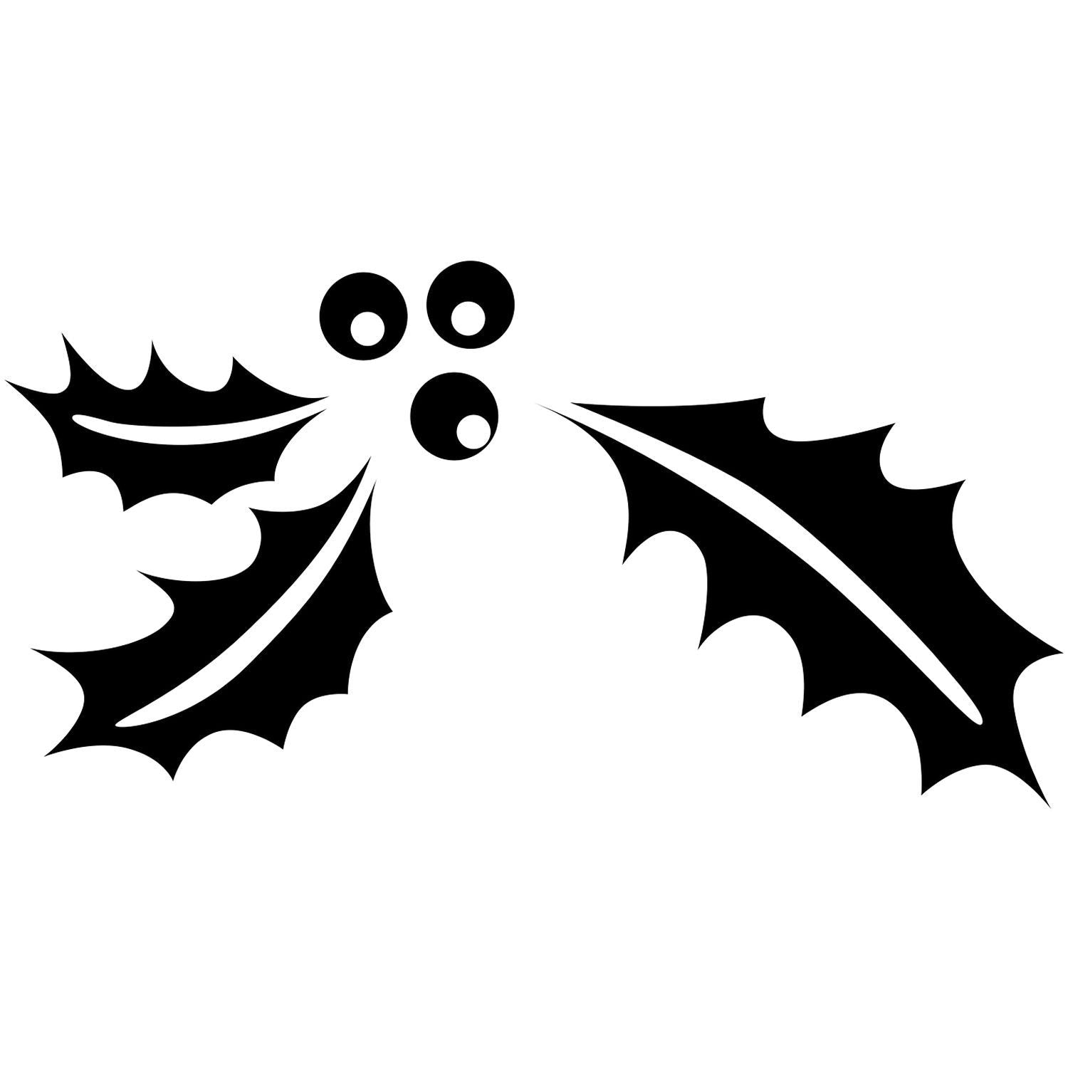 Stylized black holly leaves illustration on a white background