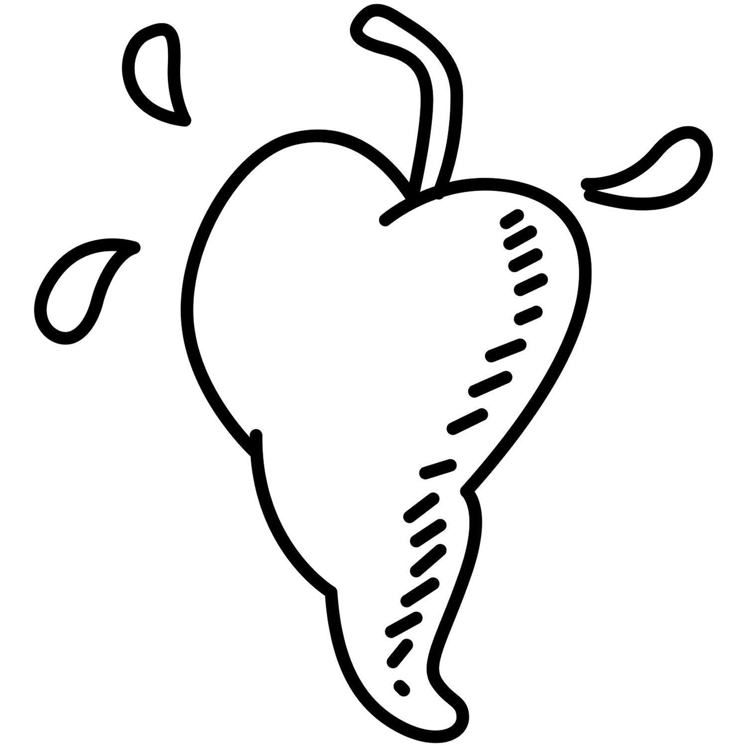 Black line art of a sliced fruit icon with peel, minimalist vector illustration.