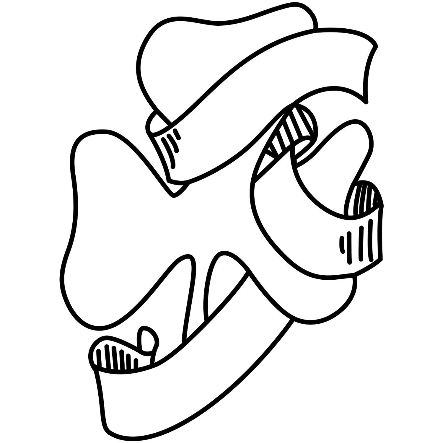 Abstract black and white ribbon swirl line art illustration on a white background