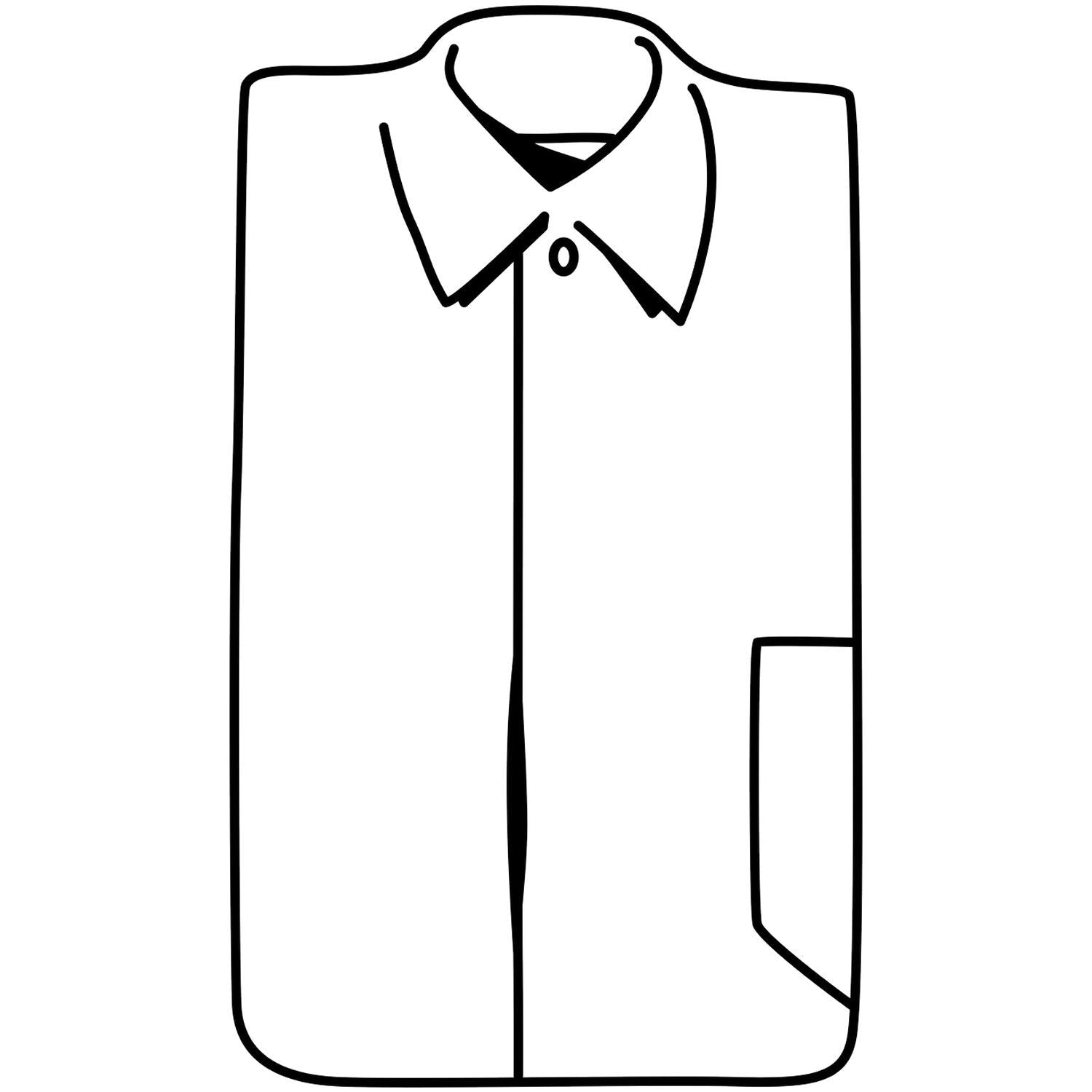 Minimalist black outline of a long-sleeve collared button-up shirt icon on a white background.