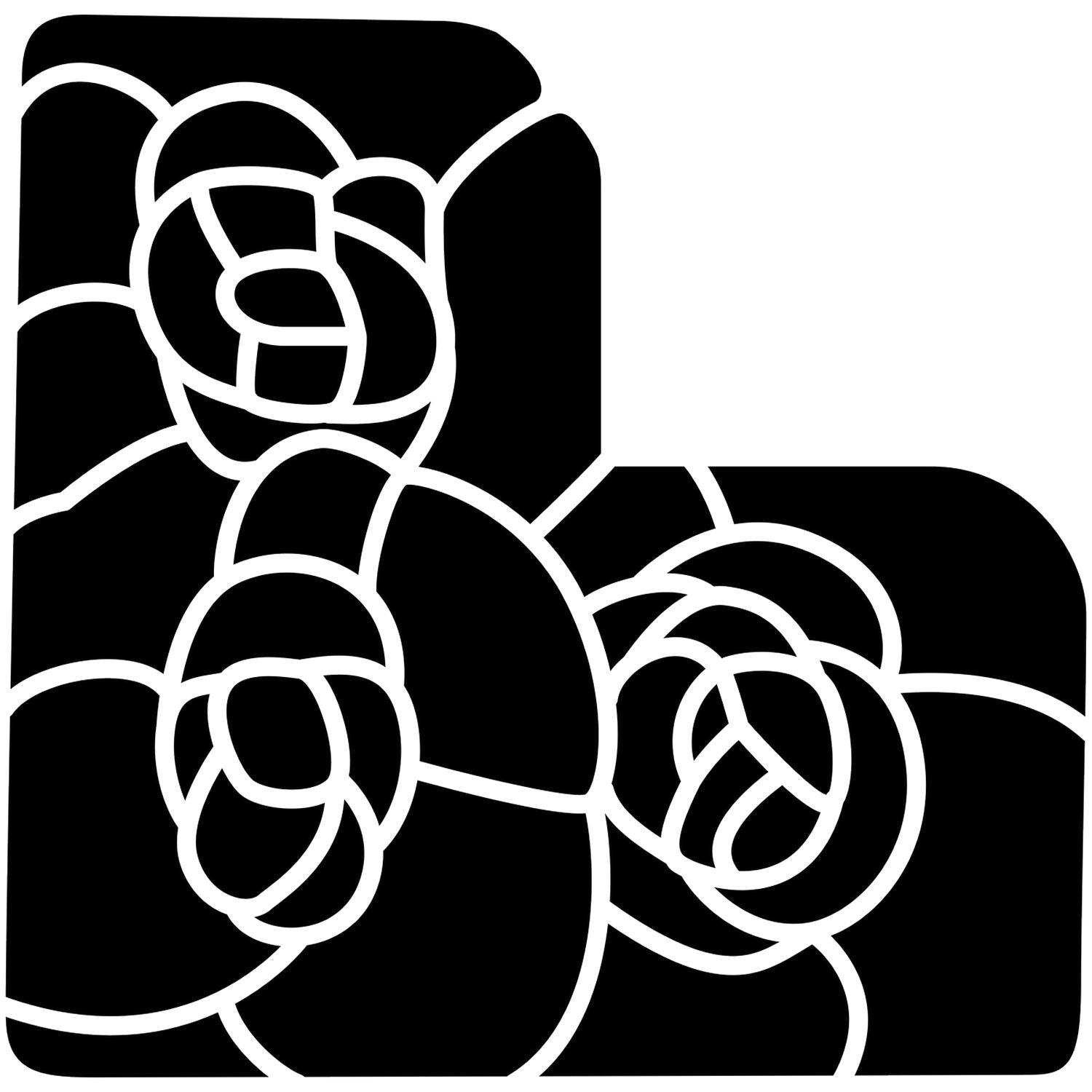 Abstract black and white geometric floral pattern with interlocking circles and decorative outlines