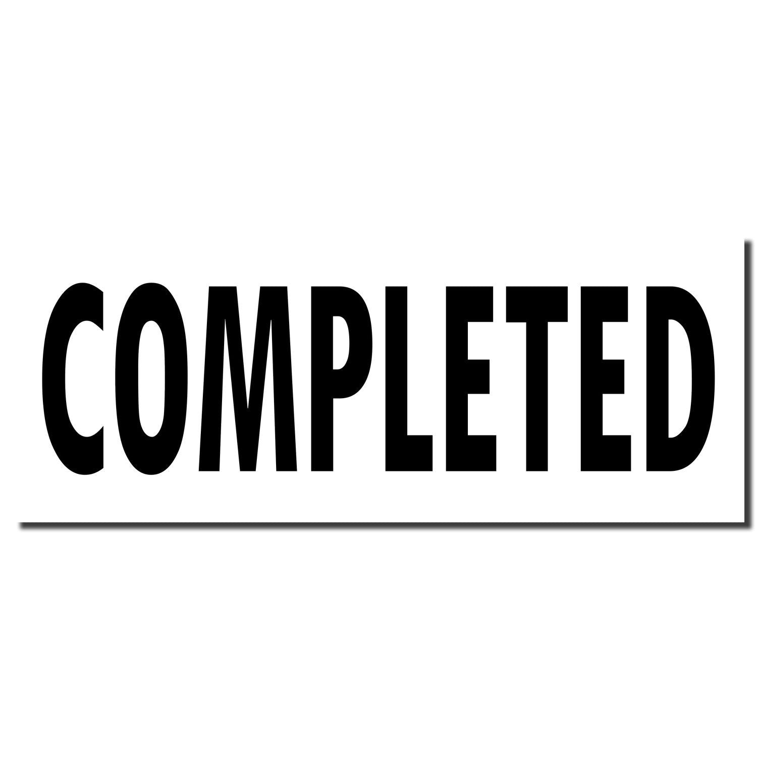 Bold black COMPLETED text on a white background, indicating task completion or finished status.