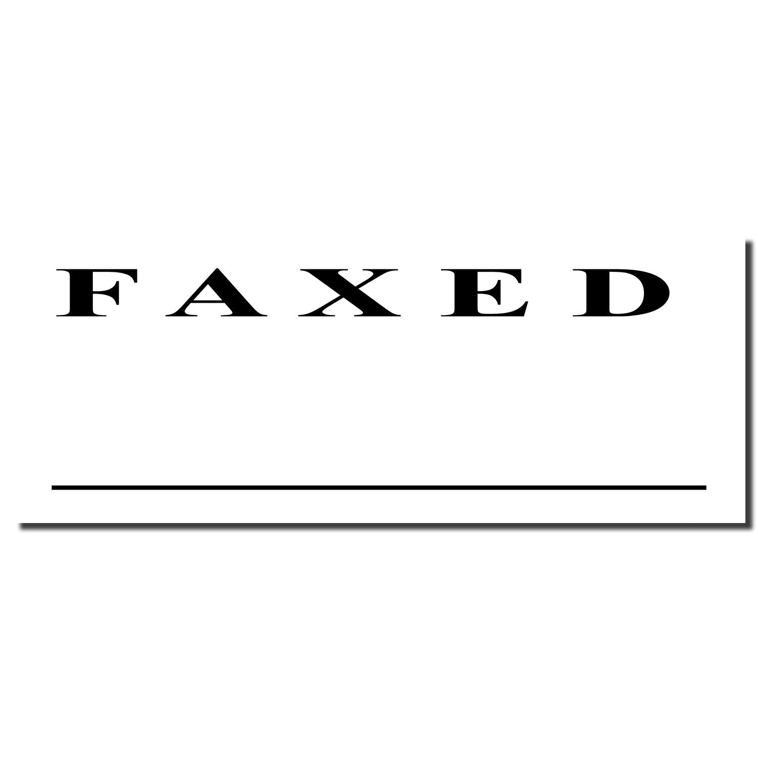 Black FAXED stamp on white document with underline line, indicating a faxed paper or office form.