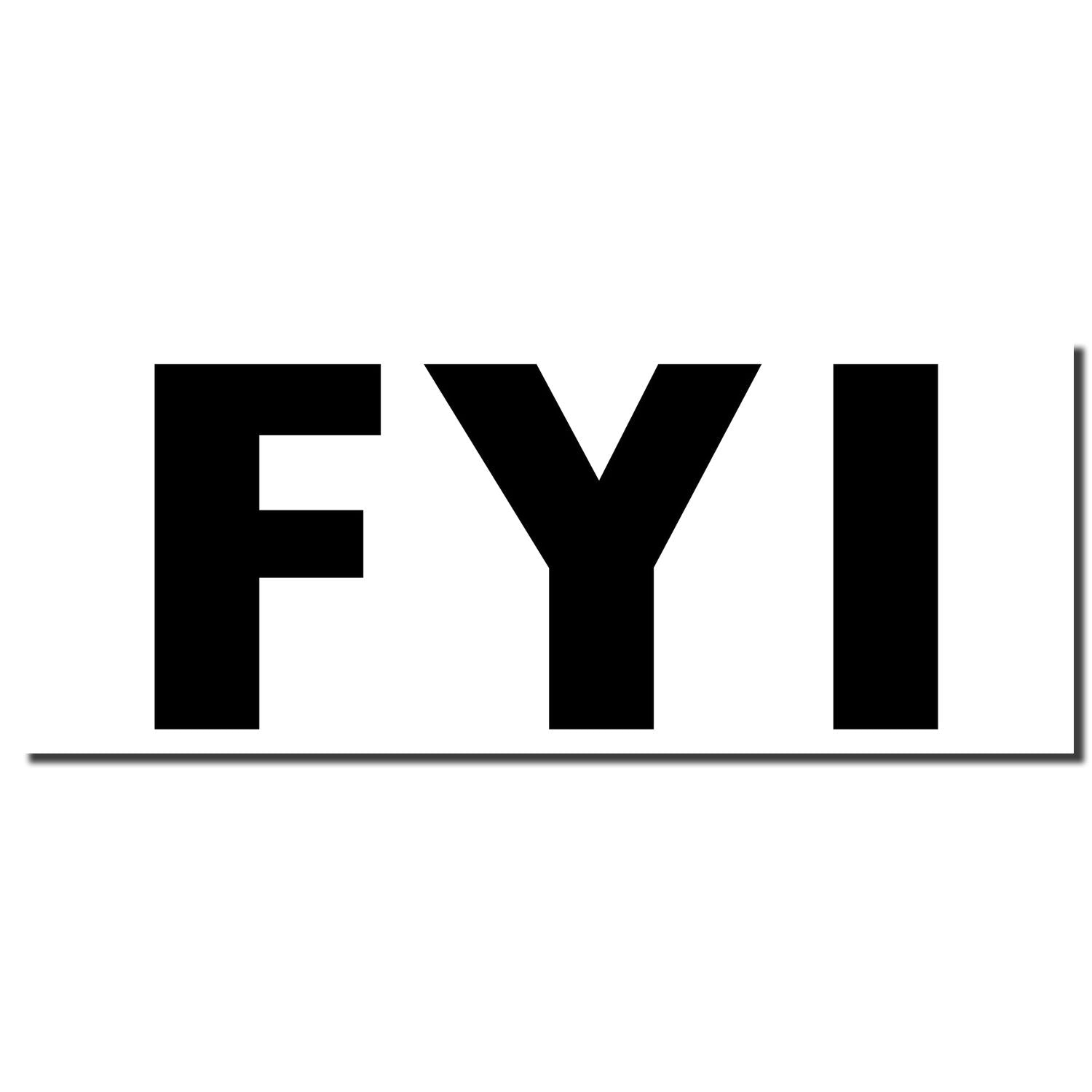 Bold black FYI text on a white background, simple typographic design for attention-grabbing communication.