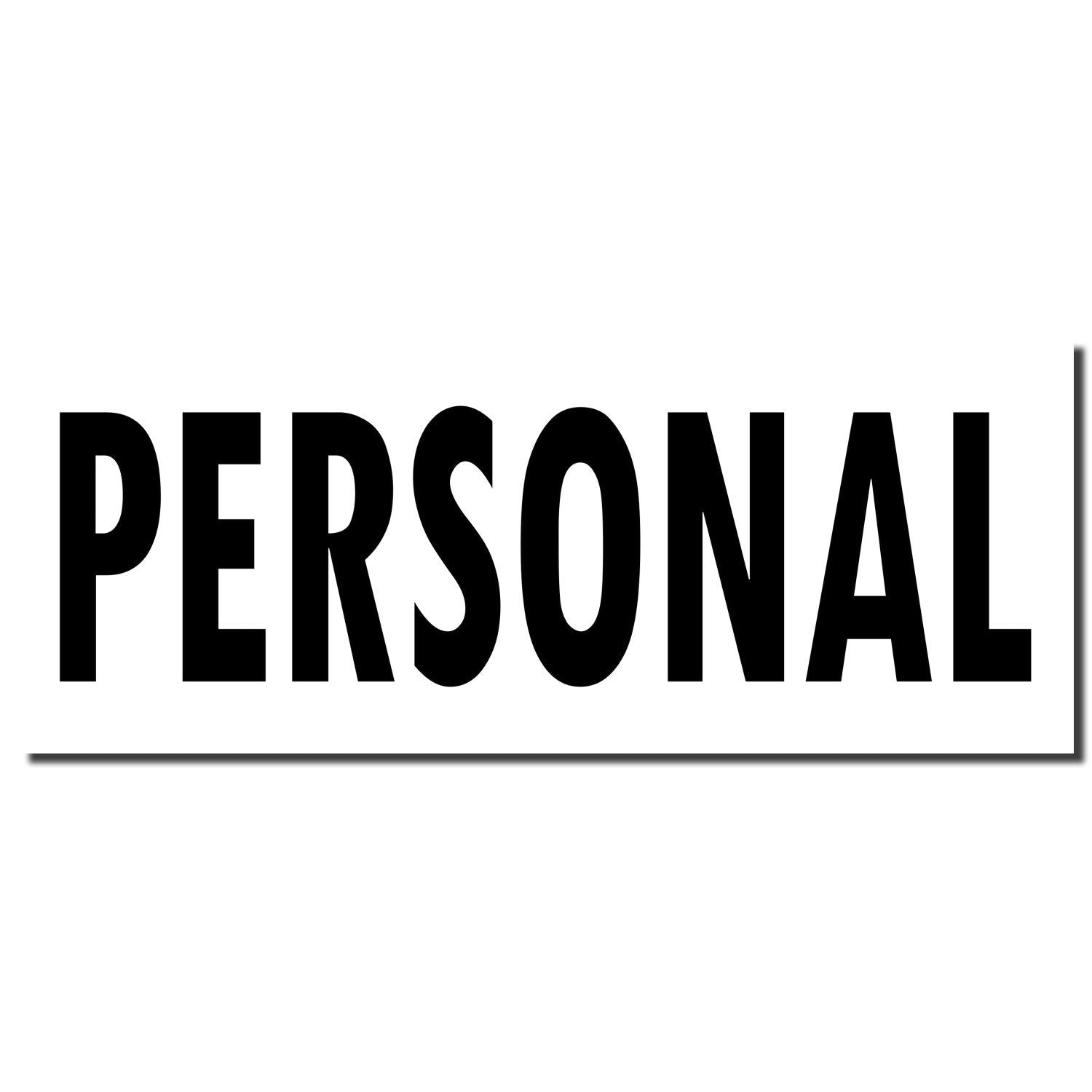 Bold black PERSONAL text on a white background, minimalist personal branding sign or label.