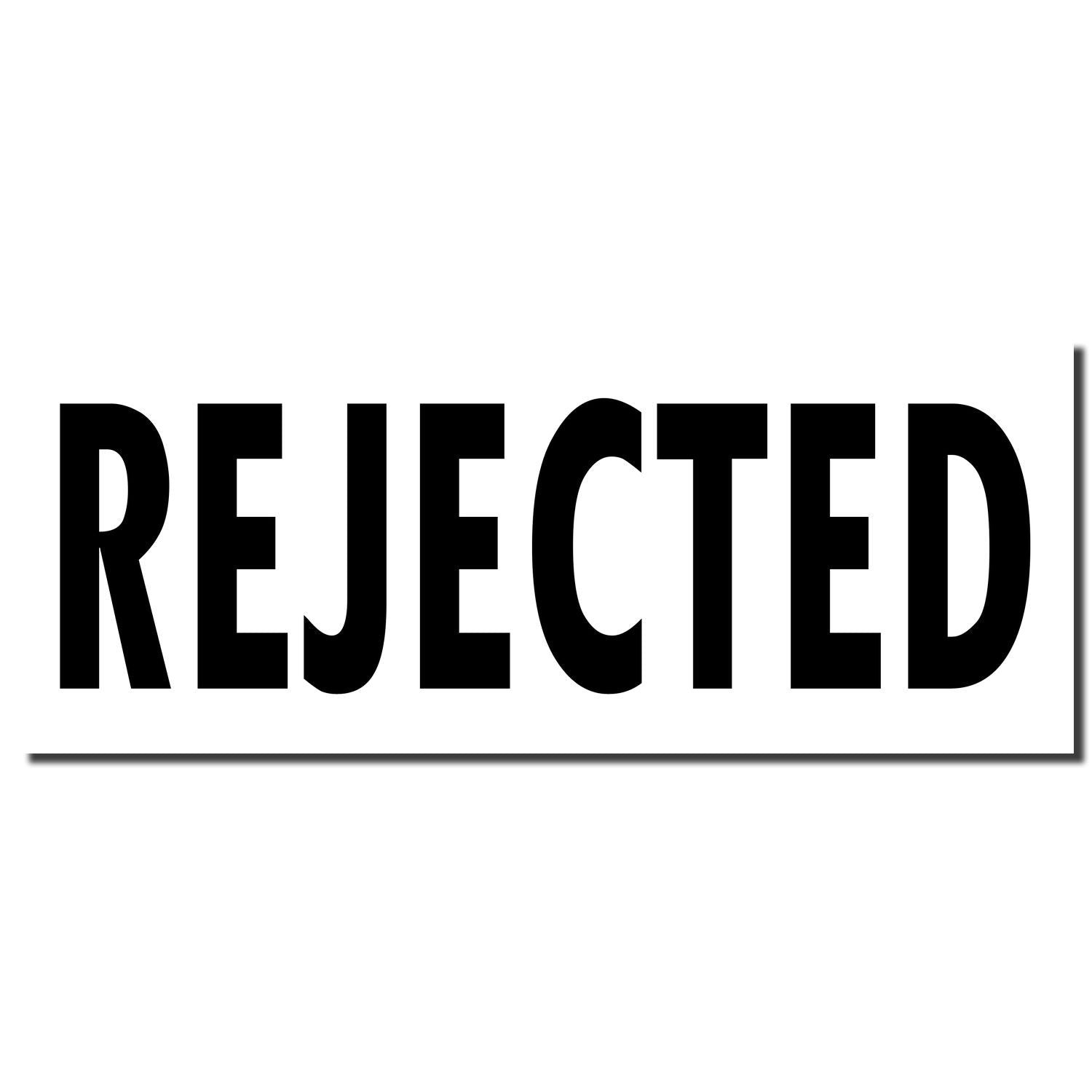 Bold black REJECTED stamp on white background, concept of denial or approval status.
