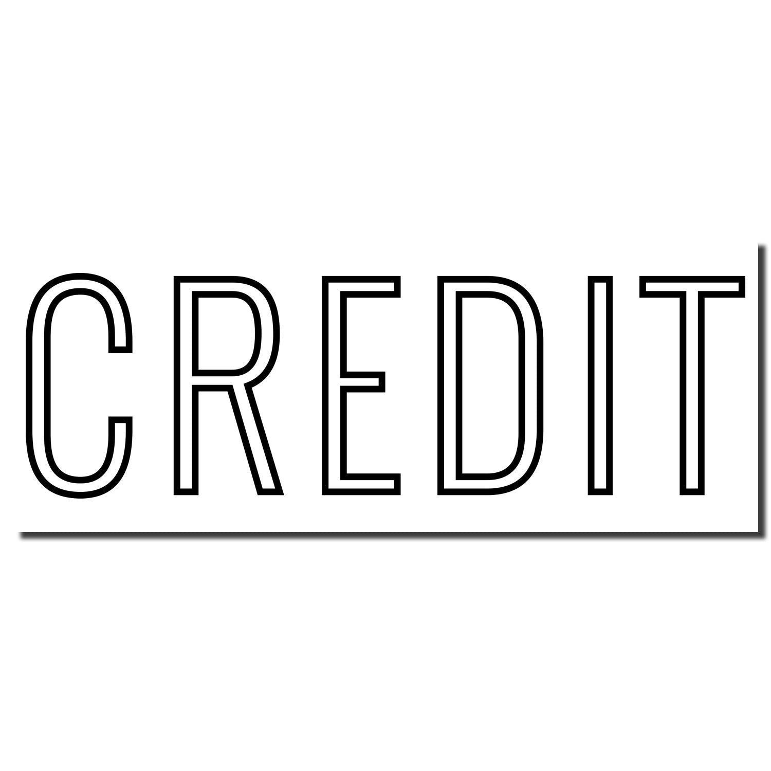 CREDIT word in bold outlined typography, signage graphic for credit card payment and financing information.