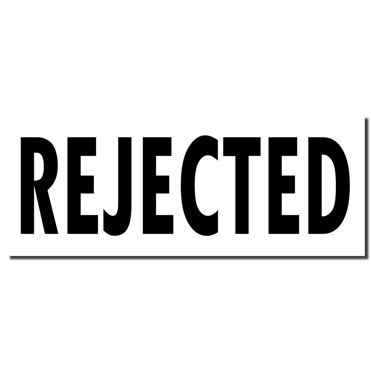 REJECTED wordmark on white background, high-contrast sign showing an application or submission was rejected.