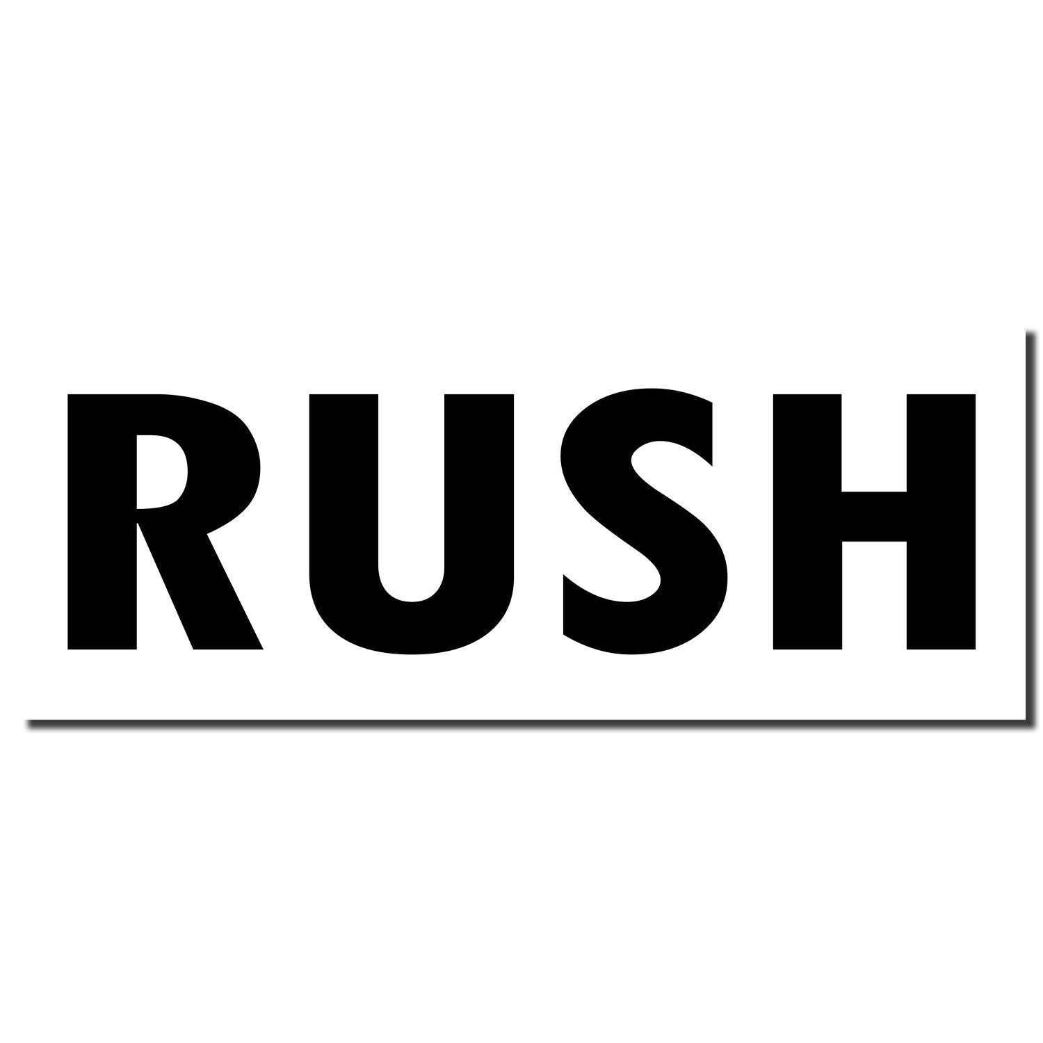 RUSH brand logo with bold black letters on white background for apparel and entertainment branding and marketing identification.