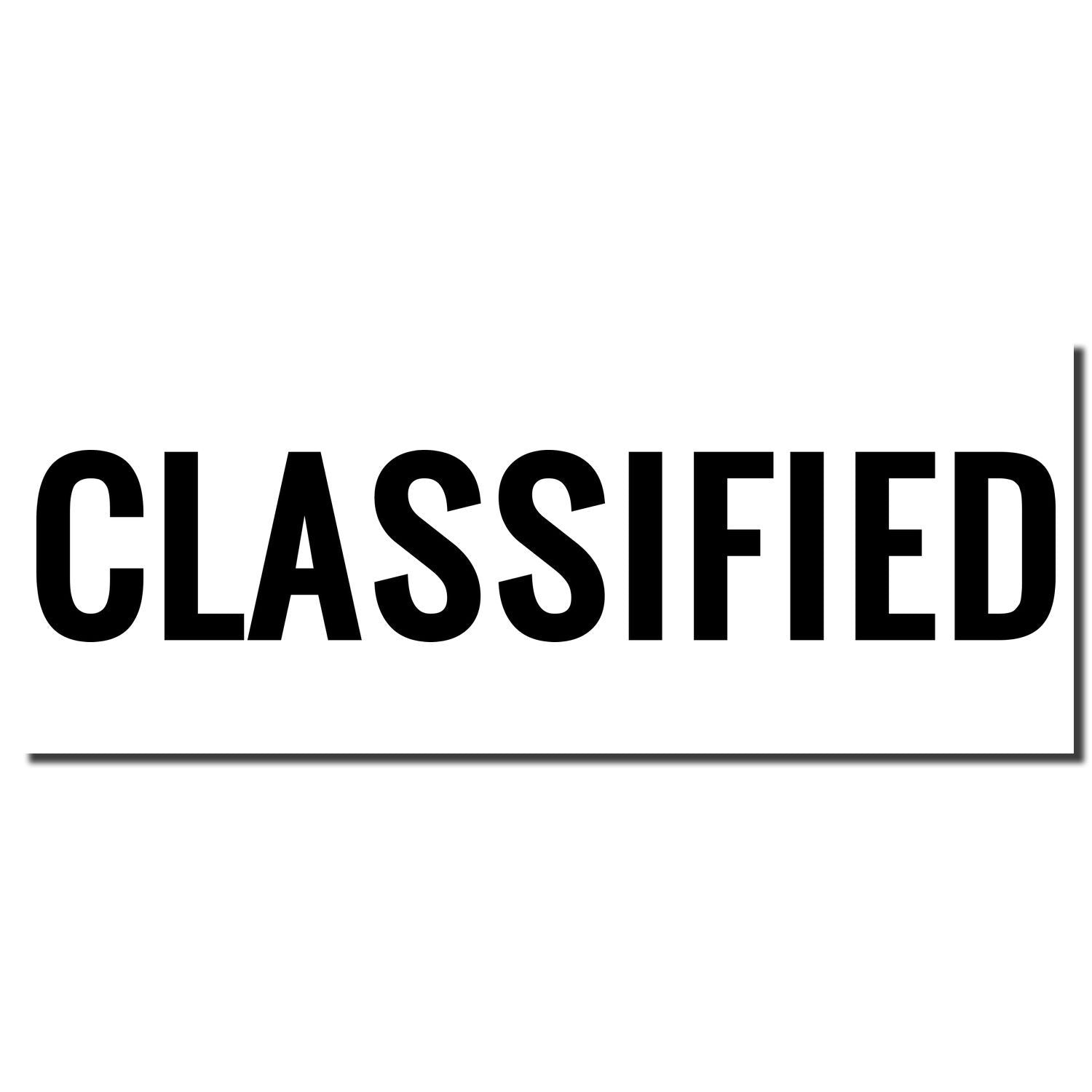Classified label badge with bold CLASSIFIED text on white background for security and document classification context