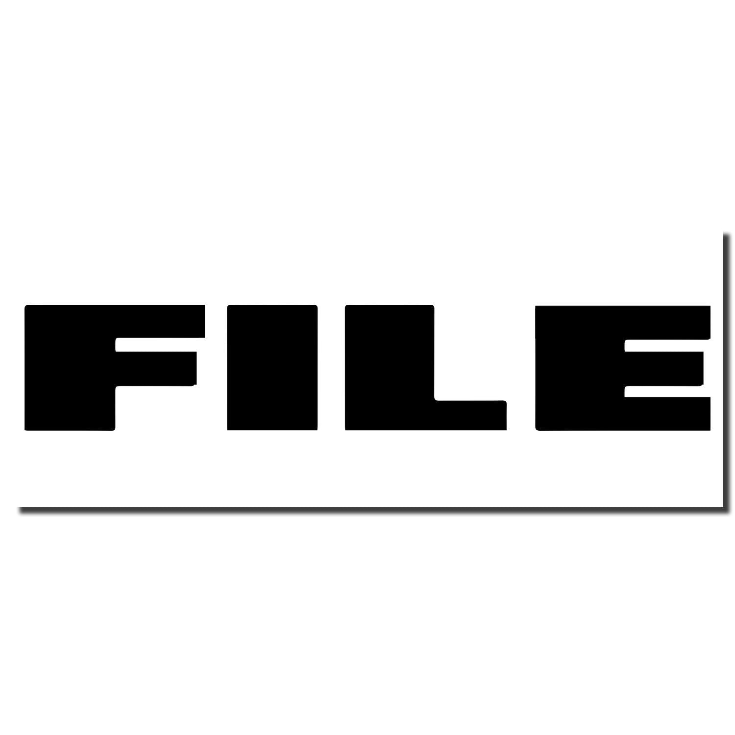 Bold black FILE text on a white background, simple minimalist file icon graphic.