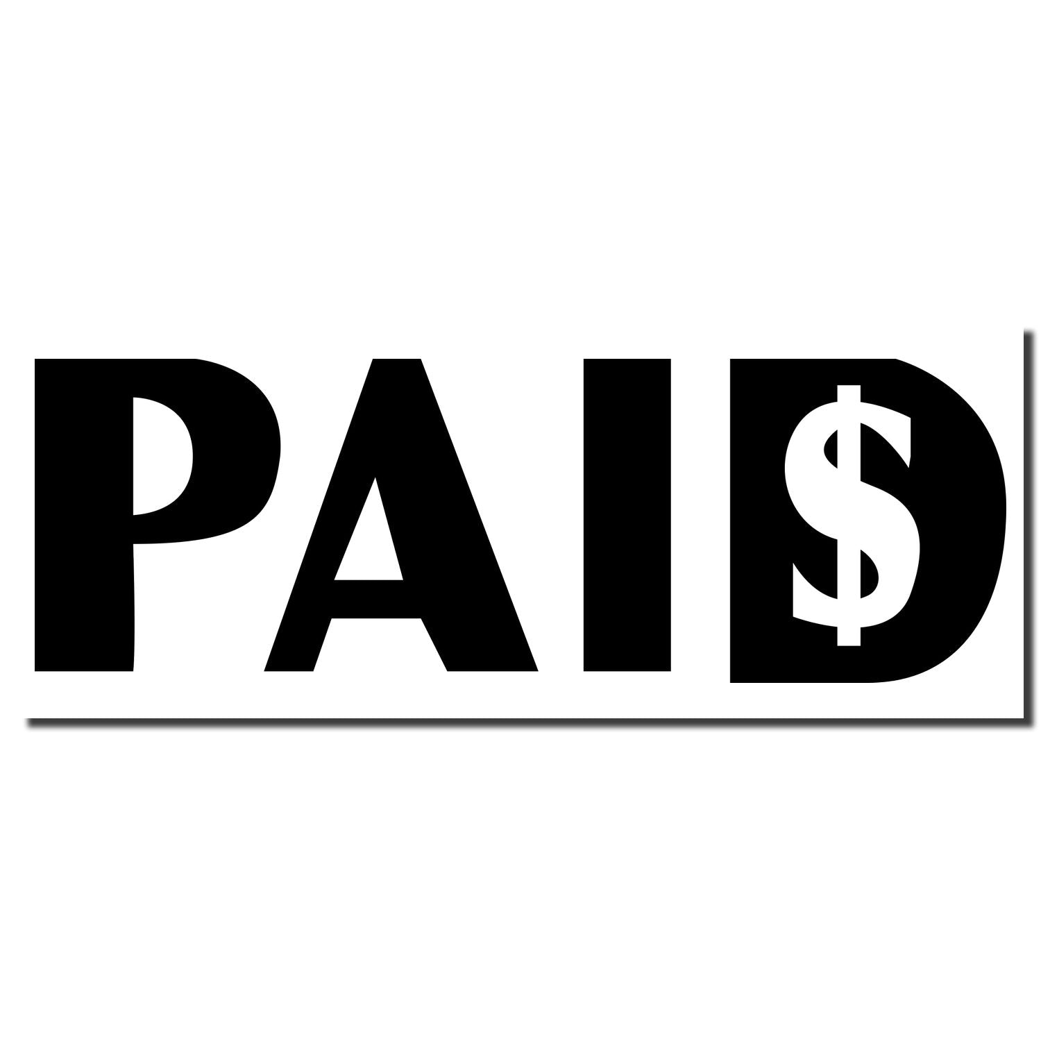 PAID sign with dollar symbol in letter D, indicating completed payment status for invoices