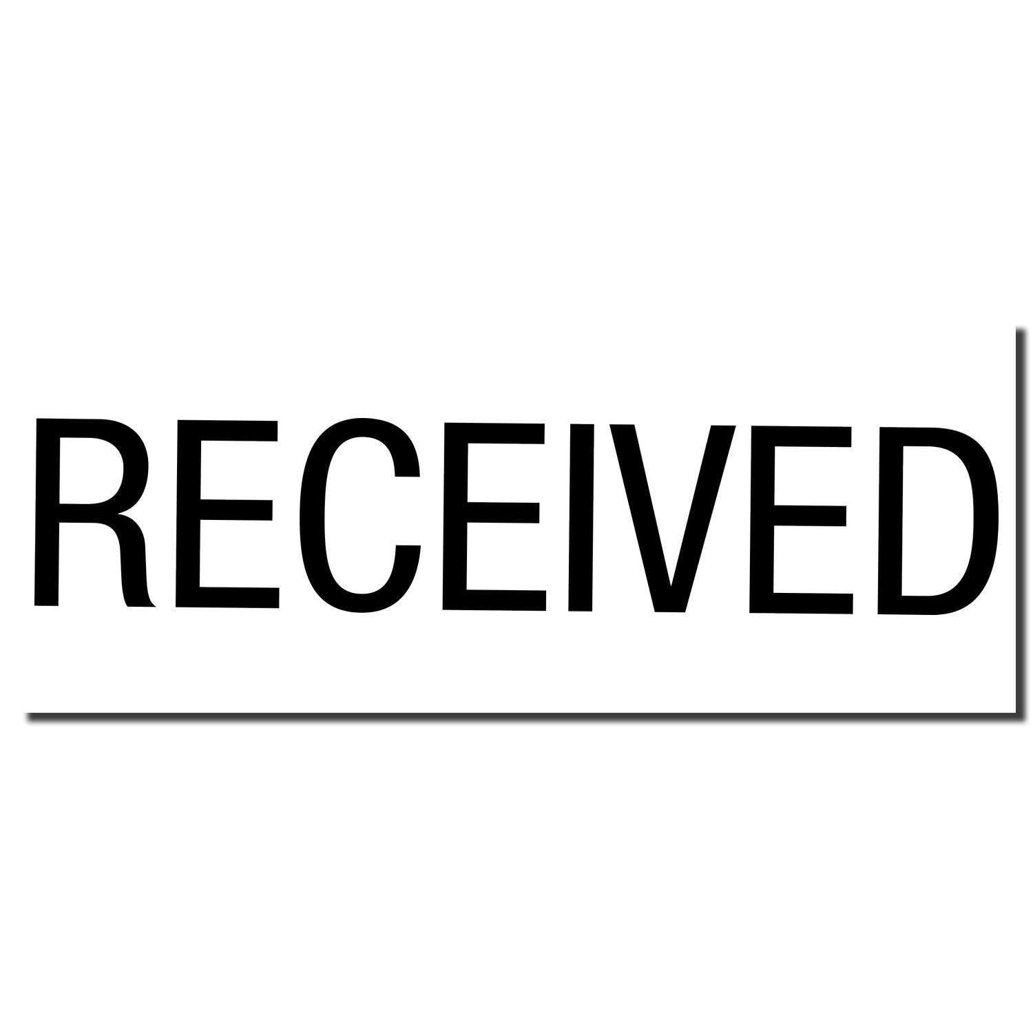 RECEIVED stamp sign with bold black letters on white background, indicating a package or document has been received.