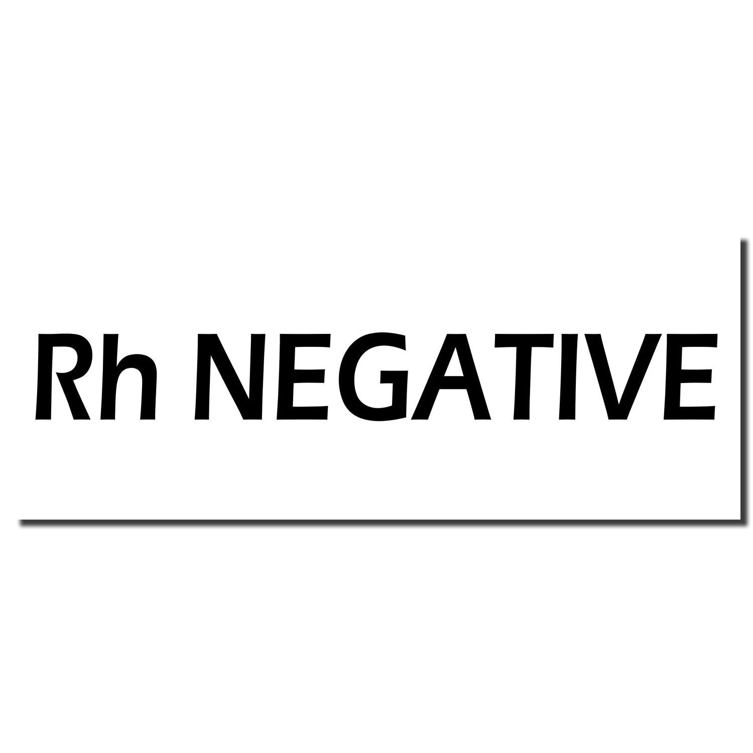 Rh negative blood type text on a white background, simple black typography design.