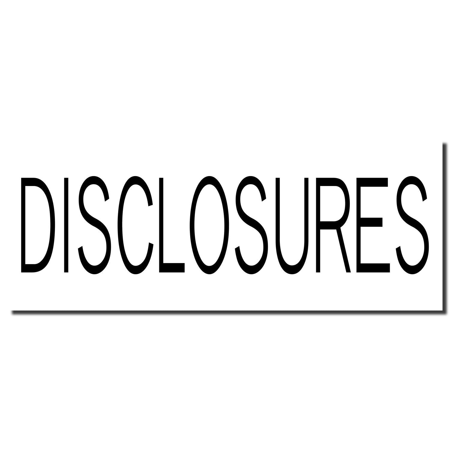 Black DISCLOSURES text on a clean white background, minimal typography graphic.