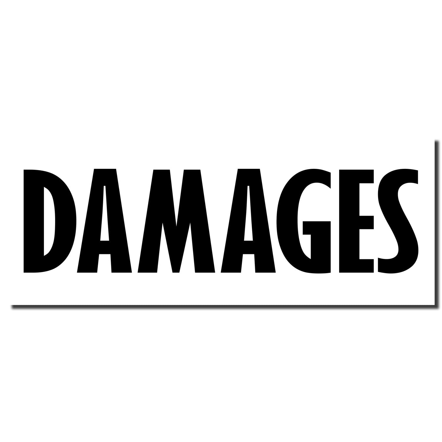 DAMAGES bold black wordmark on white background, high-contrast graphic logo for product branding, apparel, and poster design.