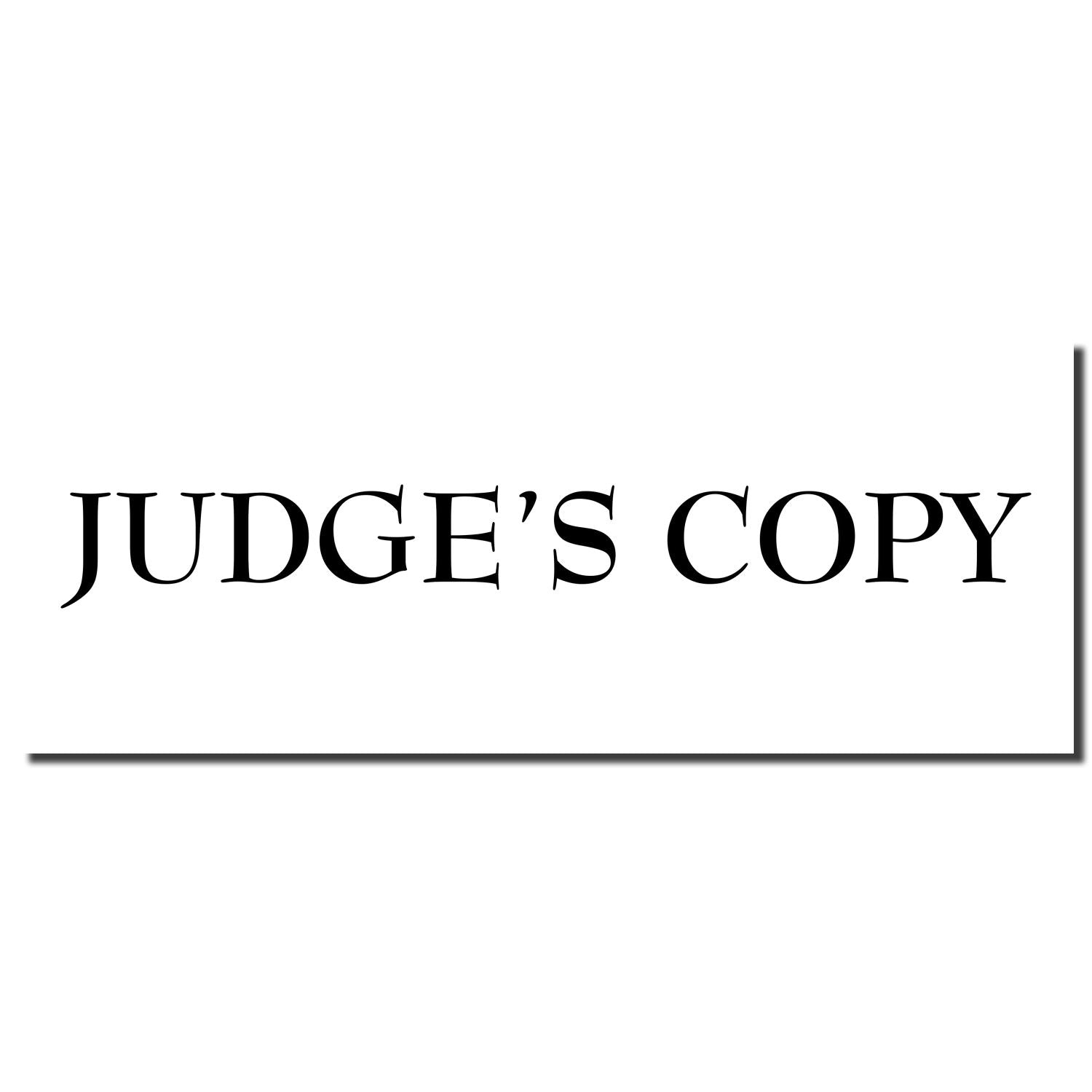 Black serif Judges Copy text on a white background, minimalist document label design.