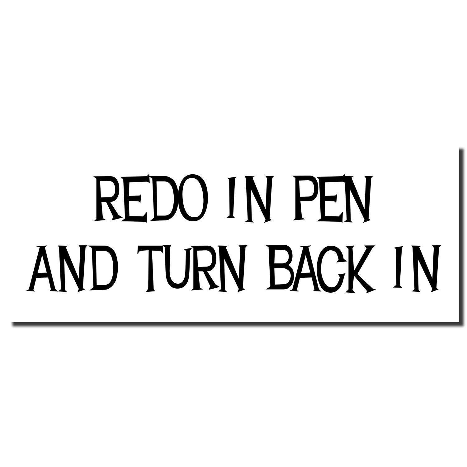 Black decorative text reading Redo in pen and turn back in on a white background.