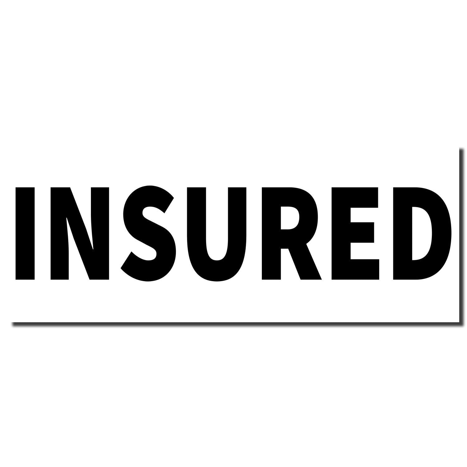 INSURED insurance coverage label with bold black text on white background, used to verify policy protection.