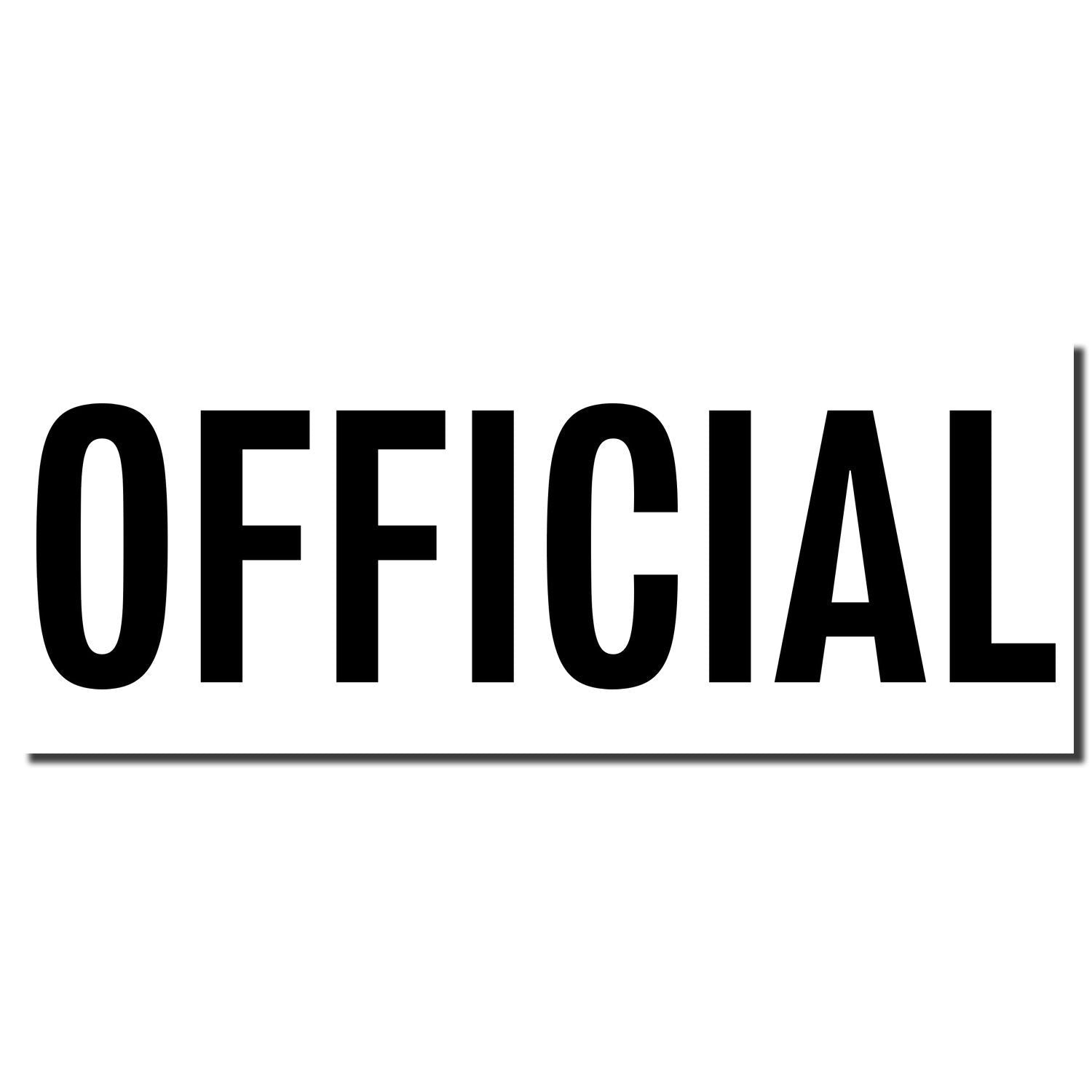 OFFICIAL bold black typographic sign on white background, emphasizing the official status or labeling for a product or website