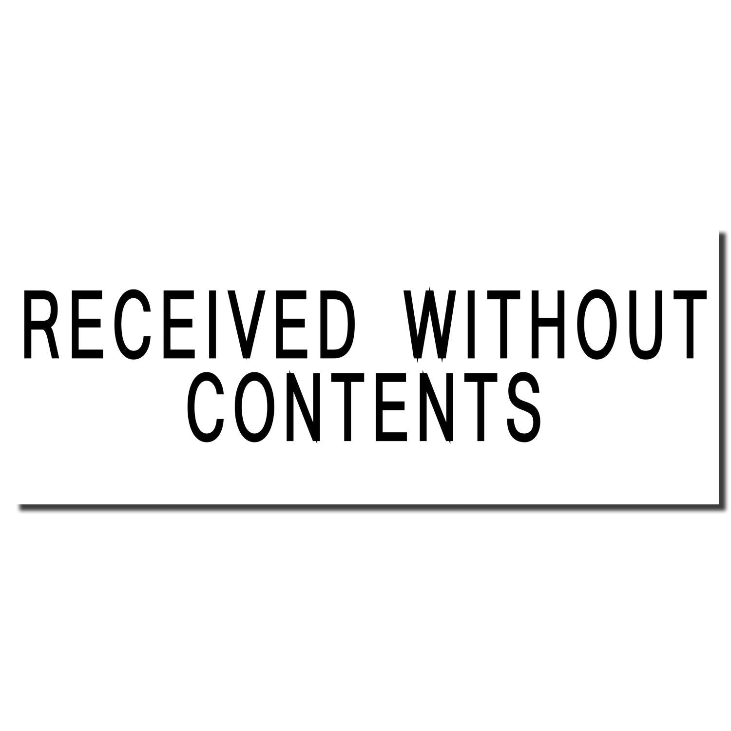 Black Received Without Contents warning text on a white shipping label background.